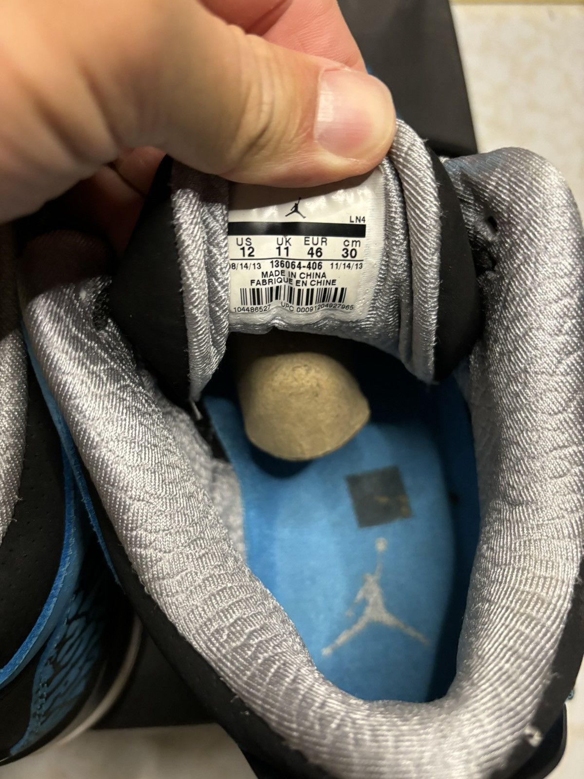 Jordan Brand Air Jordan 3 Retro Powder Blue 2014 Size US 12 / EU 45 - 6 Thumbnail