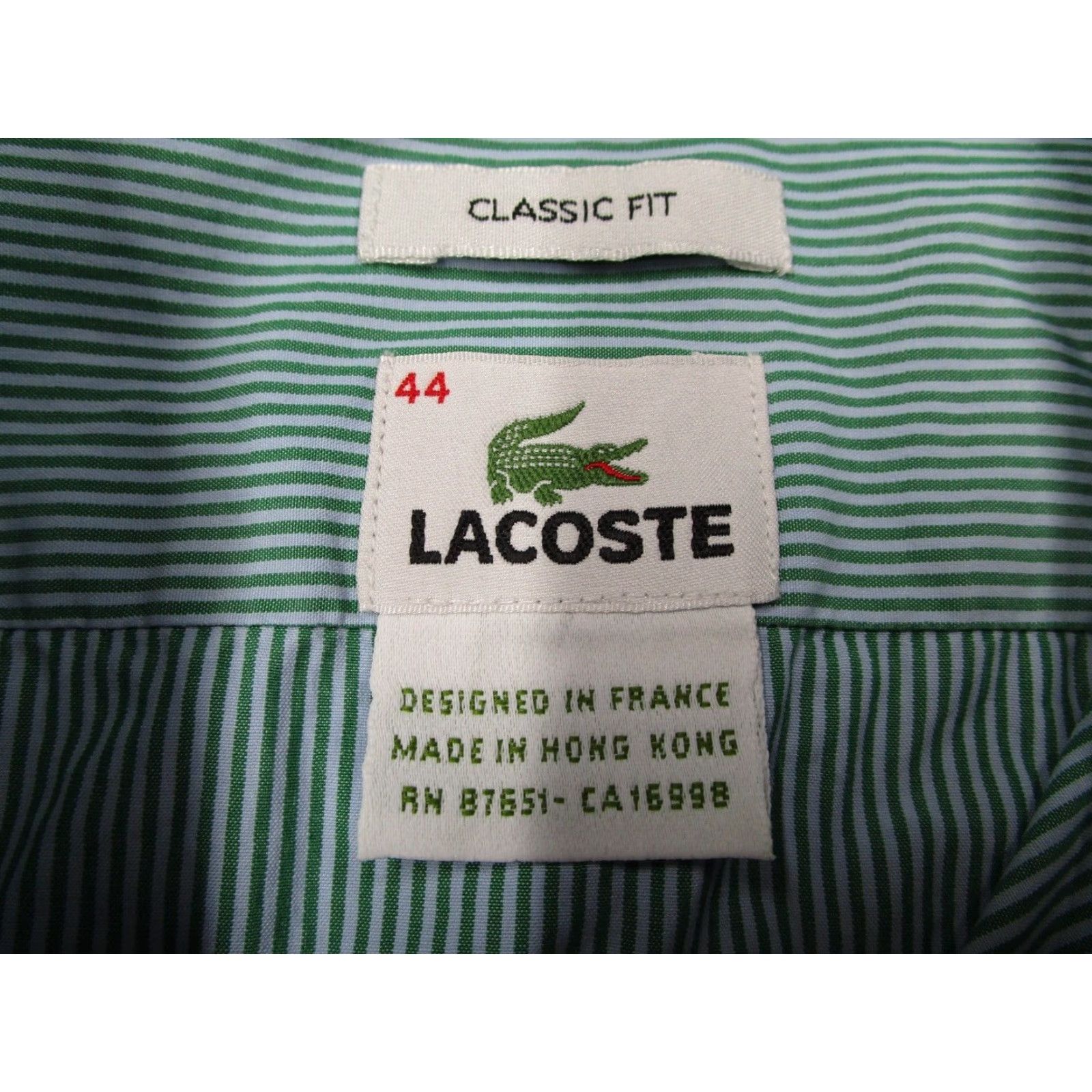 Lacoste VINTAGE Lacoste Shirt Men XL Green Striped Button Up Classic Fit Crocodile Size US XL / EU 56 / 4 - 3 Thumbnail