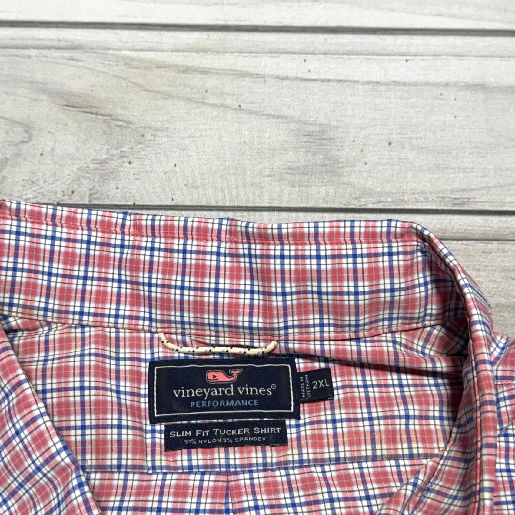 Vineyard Vines Vineyard Vines Performance Shirt Mens 2XL Red Blue Plaid Slim Fit Tucker Stretch Shirt Size US XXL / EU 58 / 5 - 4 Thumbnail