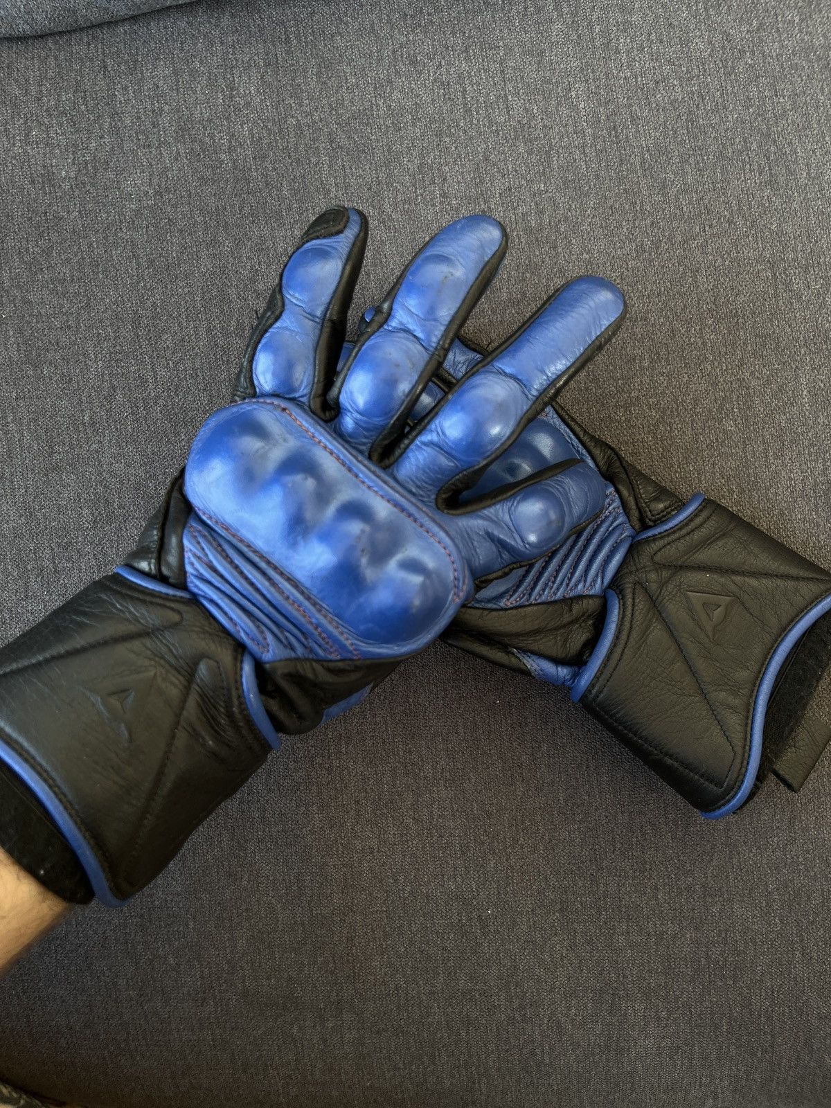 Dainese Dainese Blue Leather Moto Protective Biker Gloves Size ONE SIZE - 16 Thumbnail