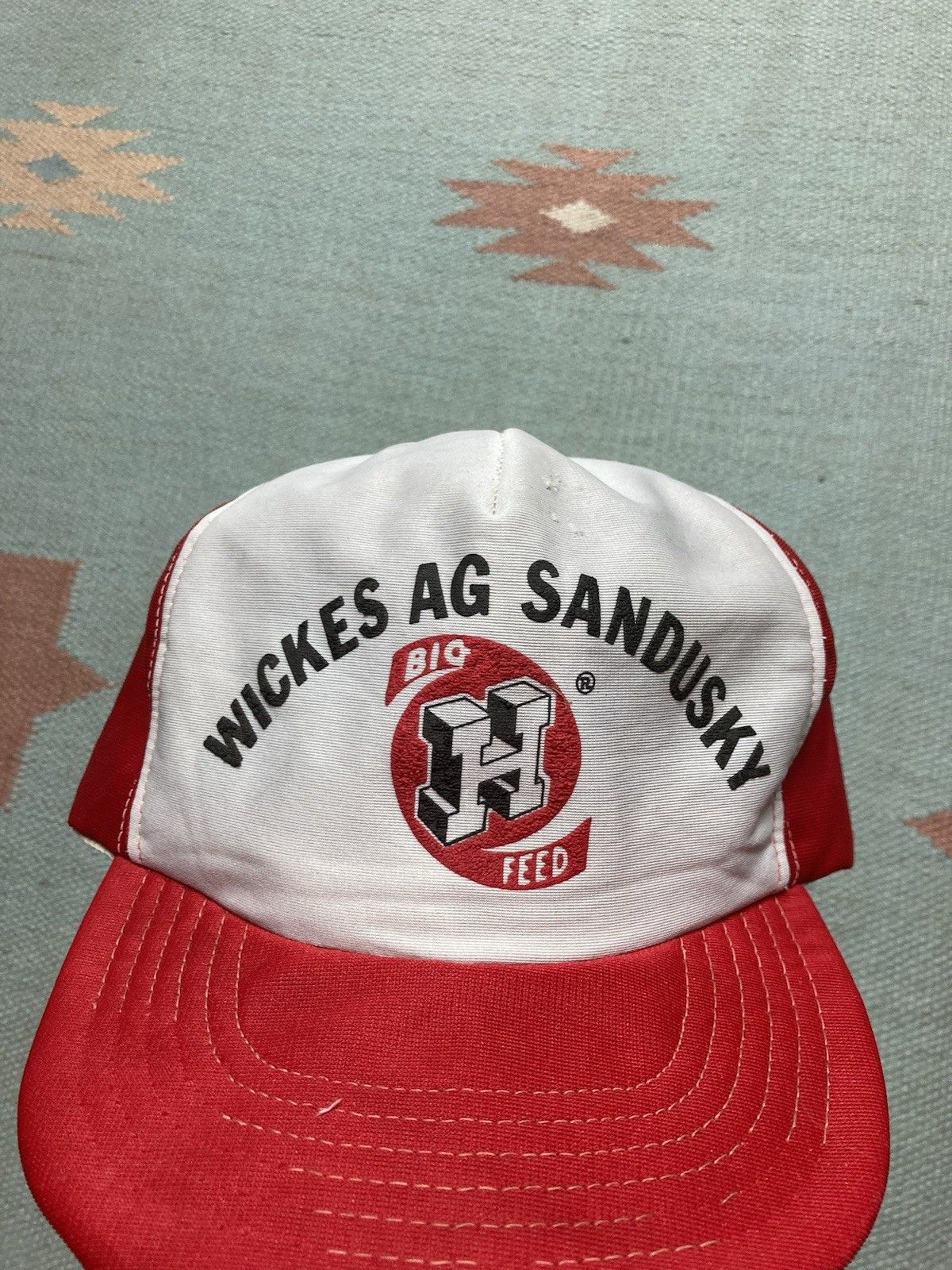 Vintage Vtg SnapBack hat wickes ag Sandusky Michigan big H feed farm Size ONE SIZE - 2 Thumbnail