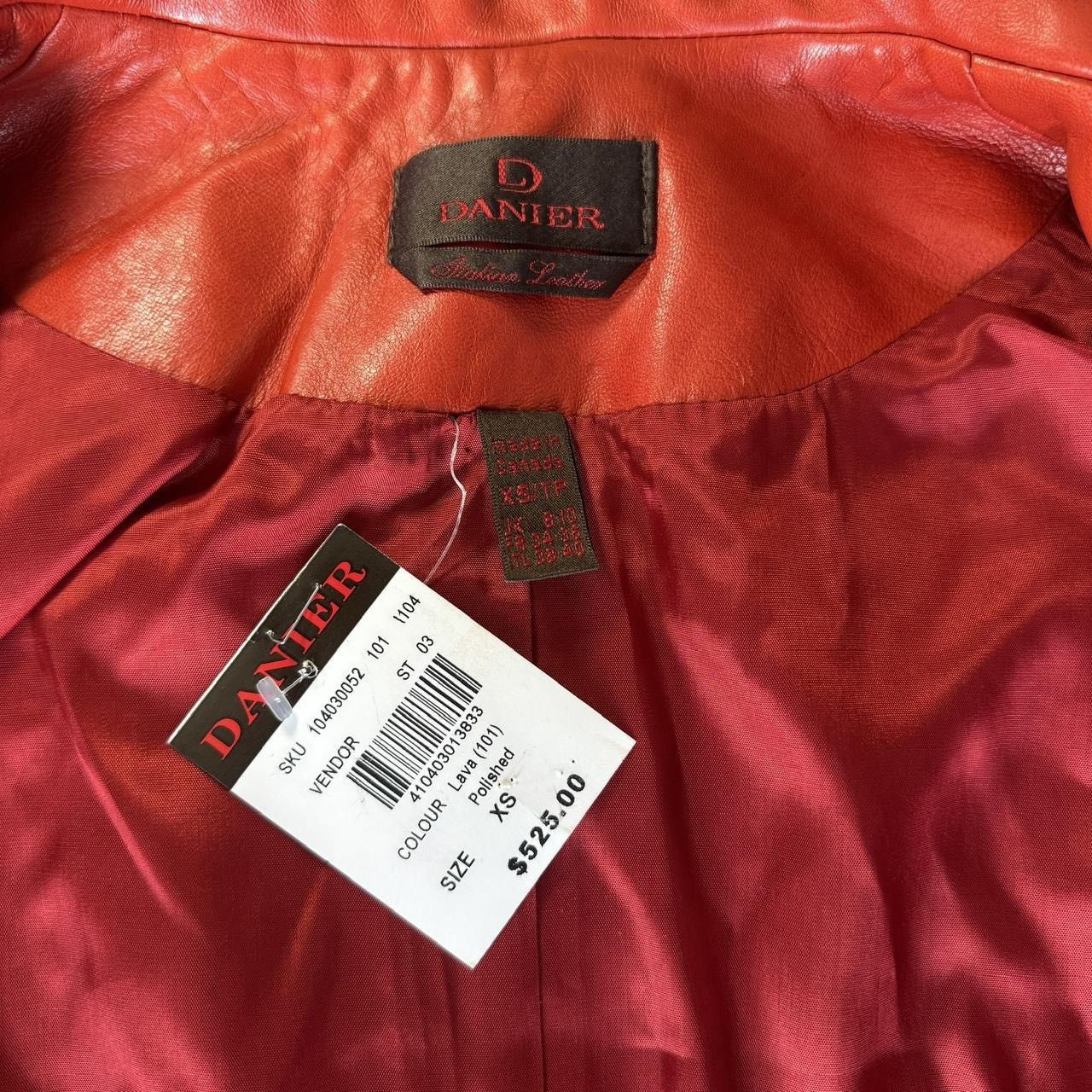 Danier Vintage 90s Orange Genuine Leather Jacket Size XS / US 0-2 / IT 36-38 - 8 Thumbnail