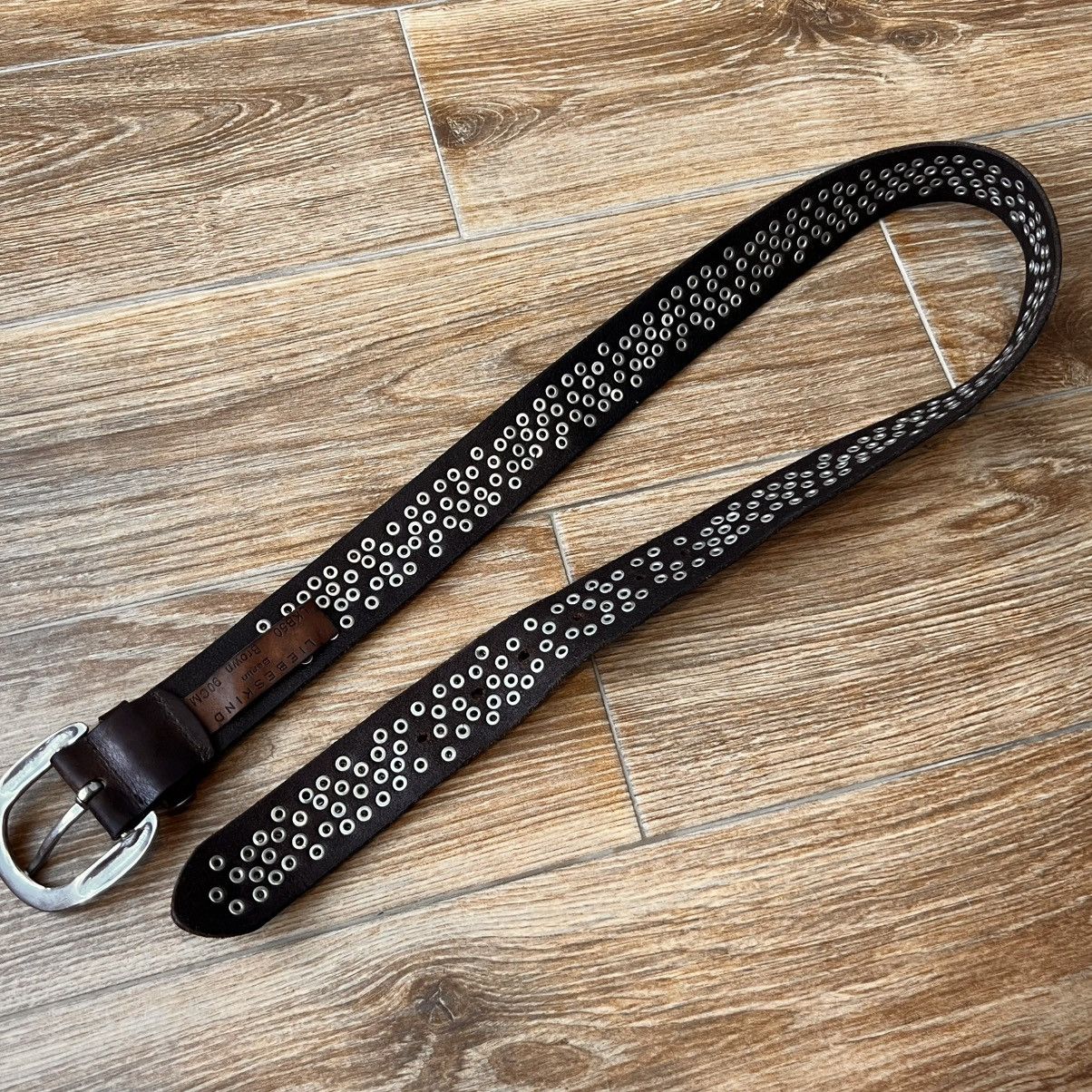 LIEBESKIND BERLIN 90s Y2K Grunge Brown Studded Belt Silver Size 36 - 4 Thumbnail