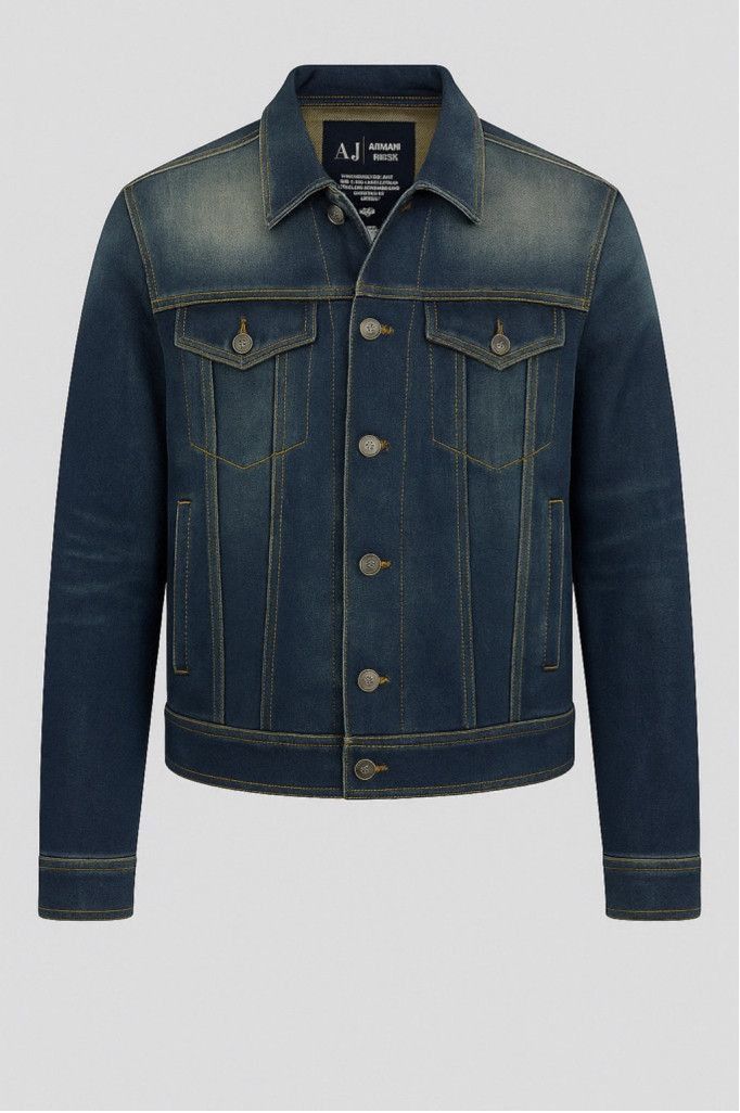 Armani Armani Indigo Denim Jacket w/ Plaid Lining – Size M (EU 50) Size L / US 10 / IT 46 - 3 Thumbnail