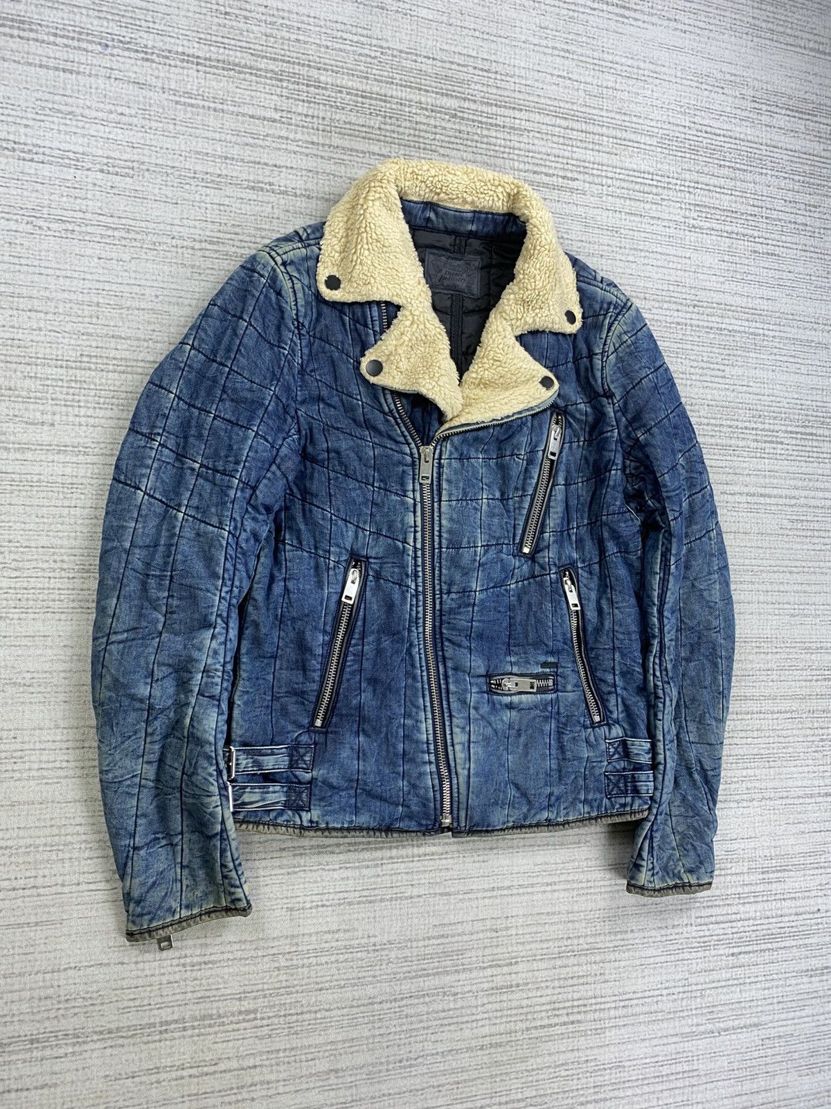 Diesel 🔥STEALS Diesel Industry Double Collar Sherpa Biker Jacket Size US M / EU 48-50 / 2 - 3 Thumbnail