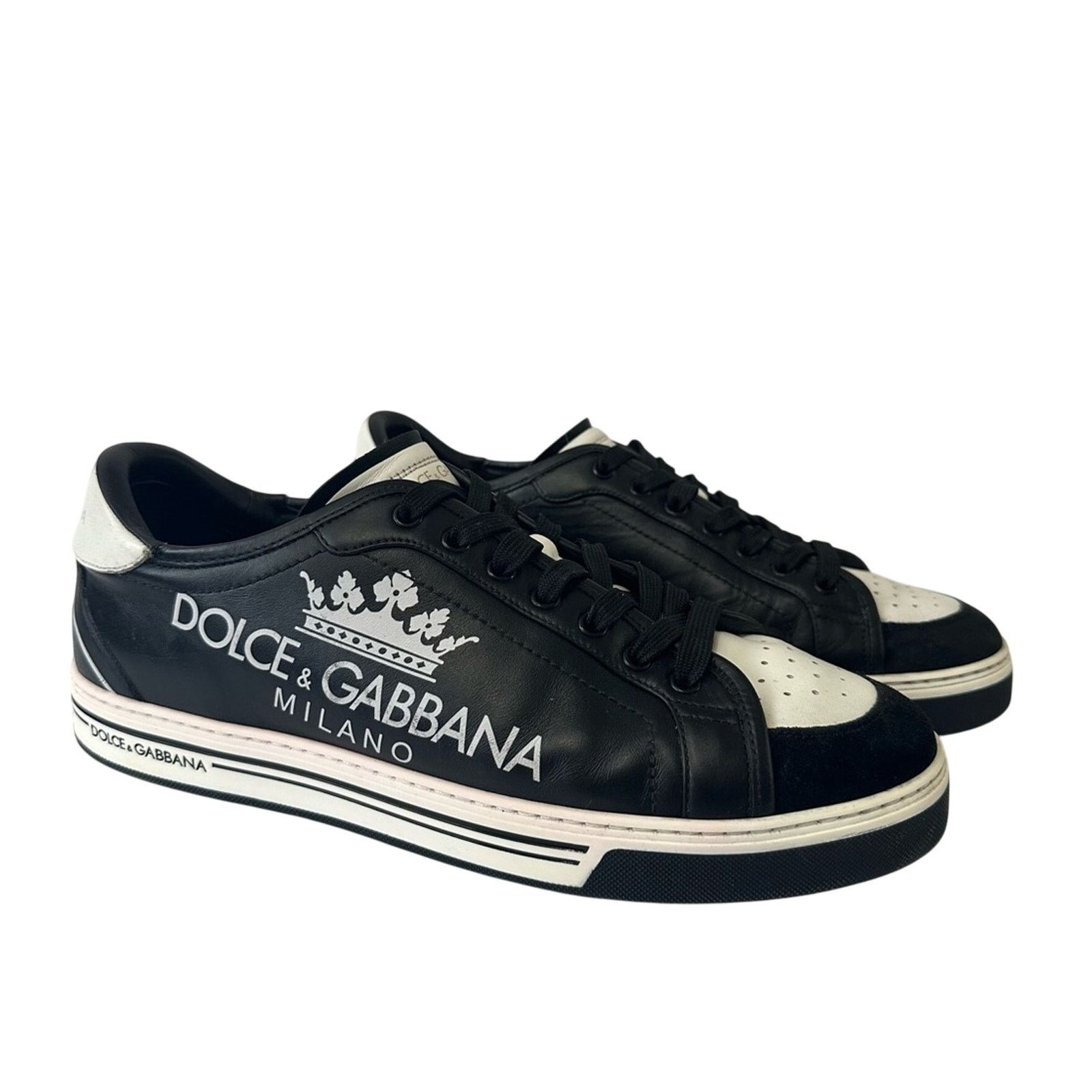 Dolce & Gabbana Roma Low Top Sneakers size US 11 Black Leather Milano Crown Size US 11 / EU 44 - 1 Thumbnail