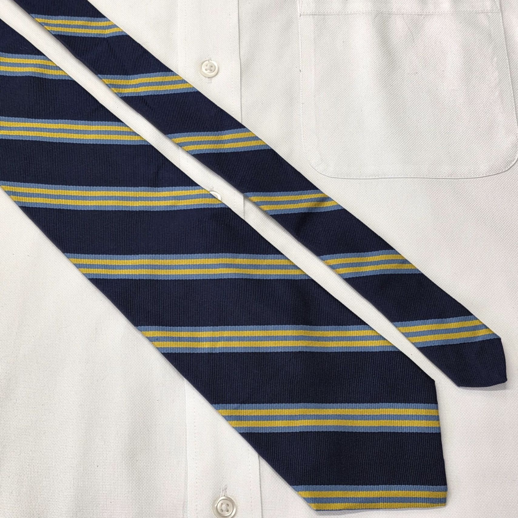 Brooks Brothers Brooks Brothers Makers Repp Tie Navy Blue Gold Striped Necktie Made in USA Men's Tie Size ONE SIZE - 2 Thumbnail
