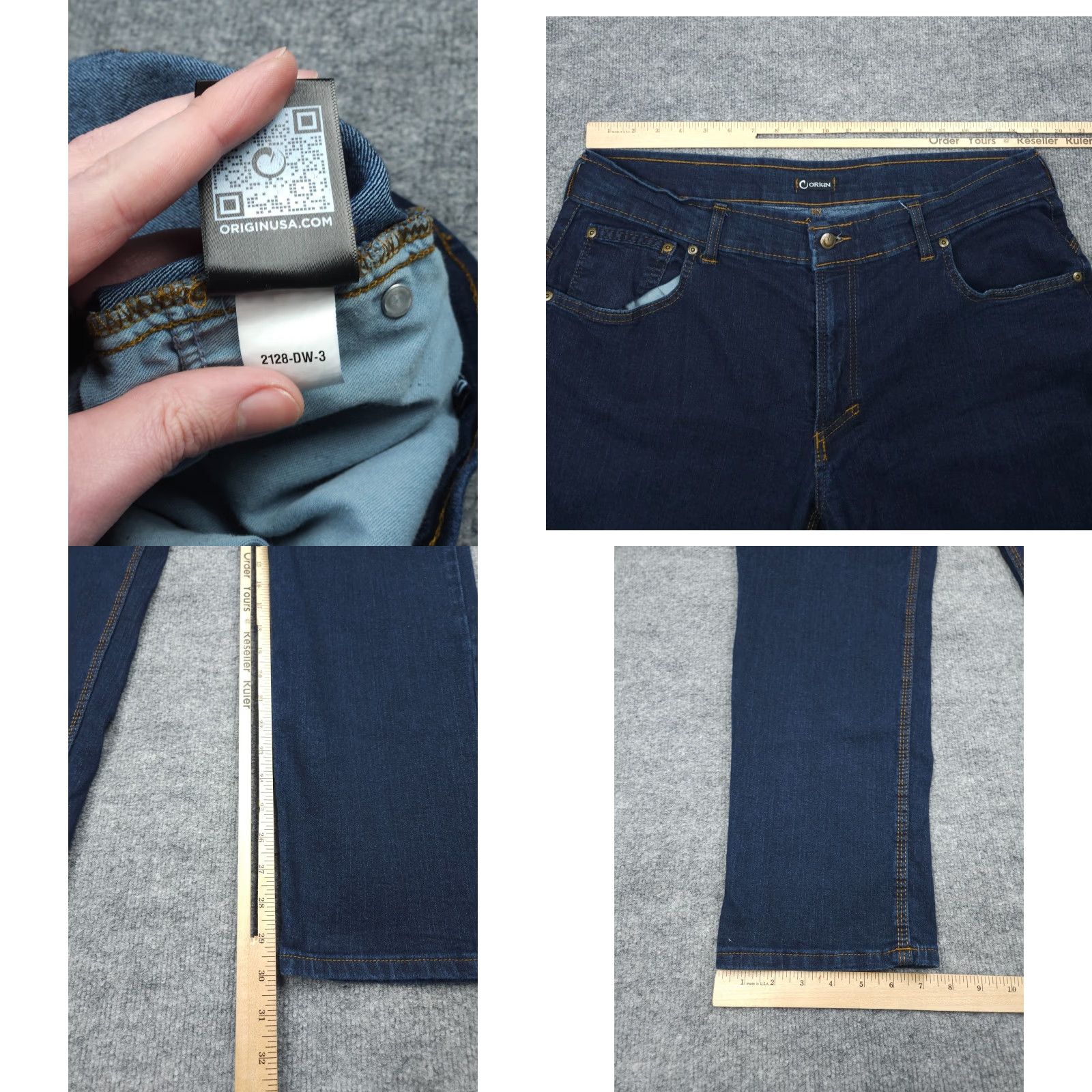 Vintage Origin Jeans Fighter Fit Mens 36x30 Jeans Athletic Stretch Denim USA 40x30 Tapered Regular Inseam 30 in Blue Cotton Polyester Size US 36 / EU 52 - 8 Thumbnail