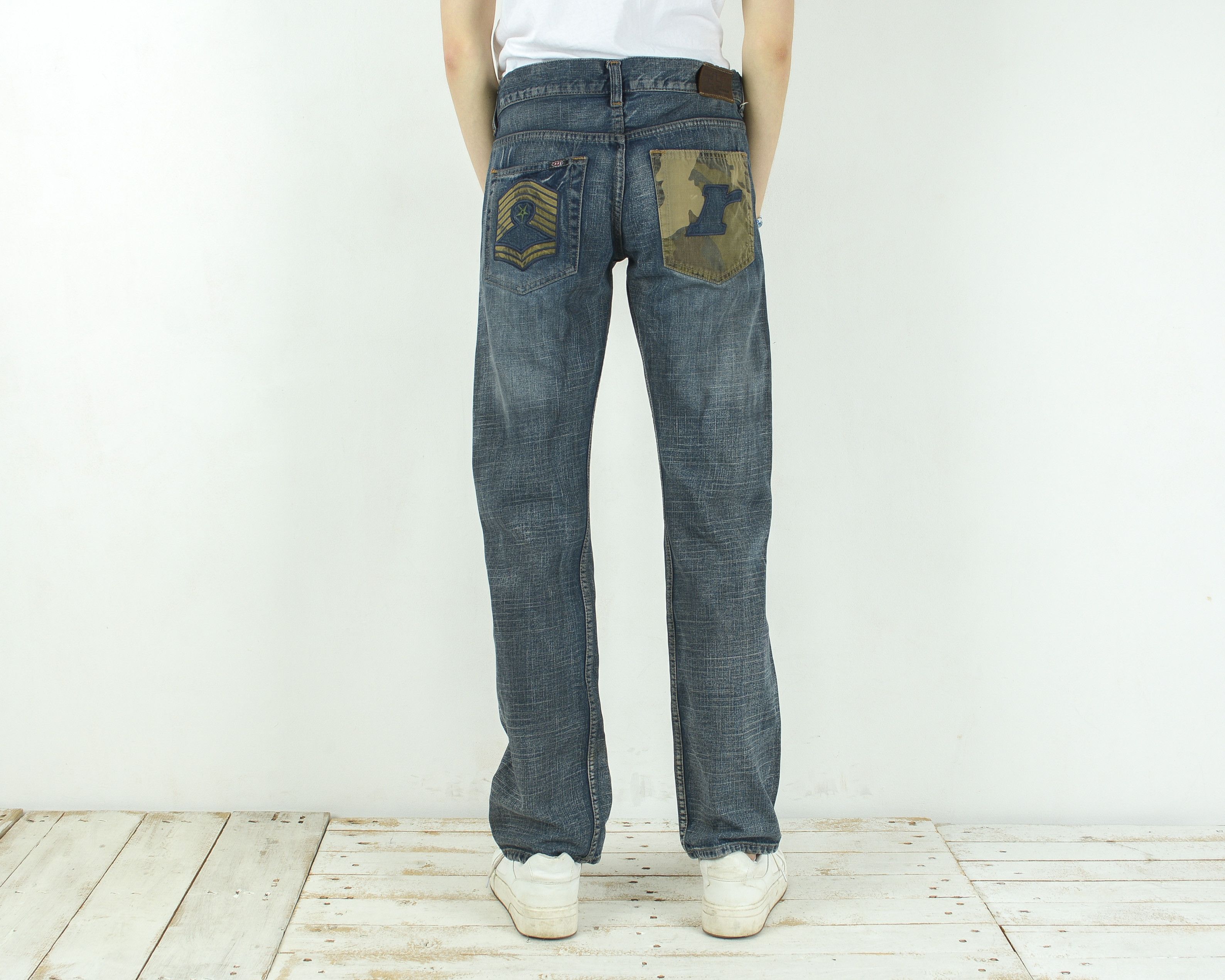 Other × Vintage ROUGH RIDER JEANS W31 L32 Straight Denim Camo Jeans Pants Size 31" - 3 Thumbnail