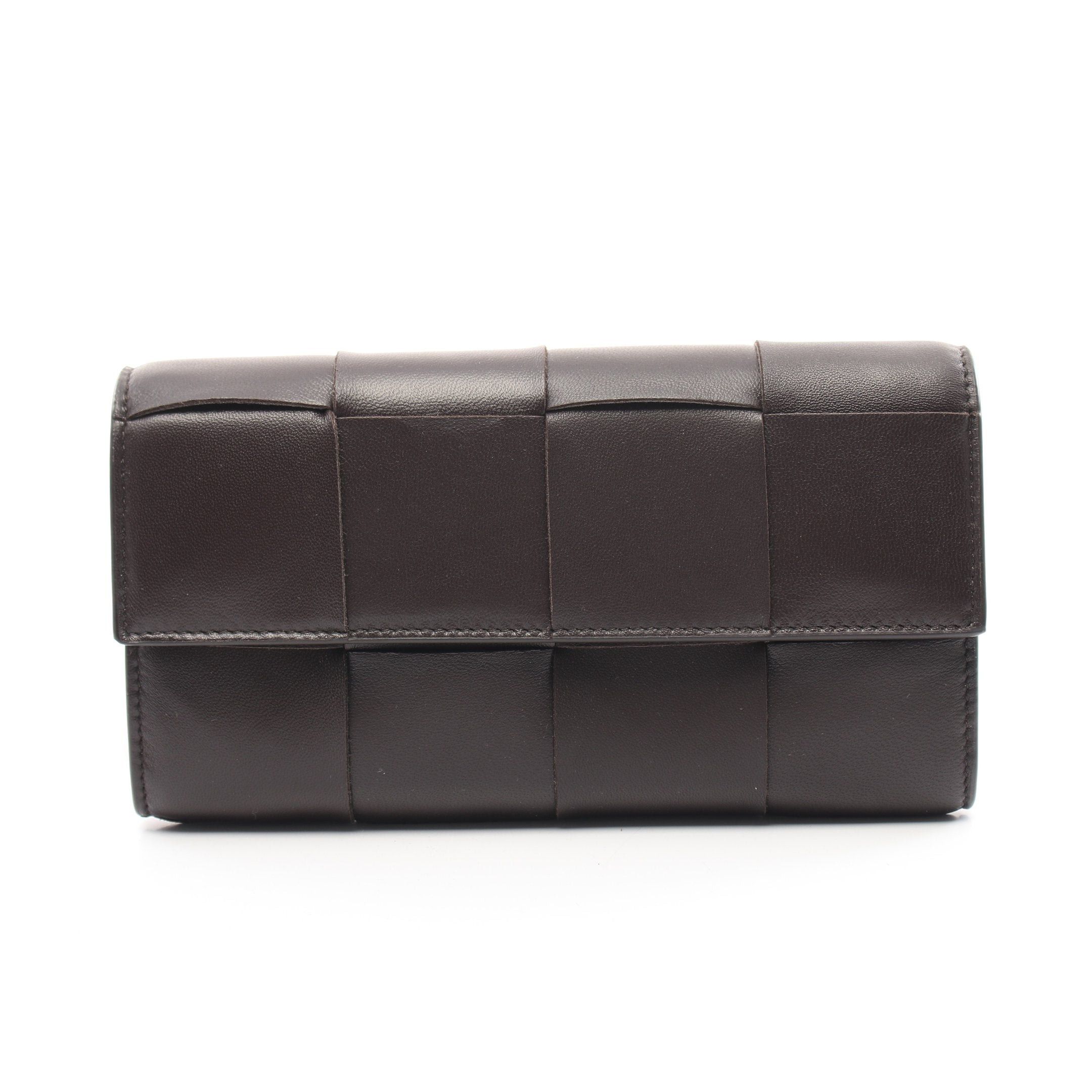 Bottega Veneta Bottega Veneta Maxi Intrecciato Bi-Fold Long Wallet Leather Dark Brown Size ONE SIZE - 1 Thumbnail