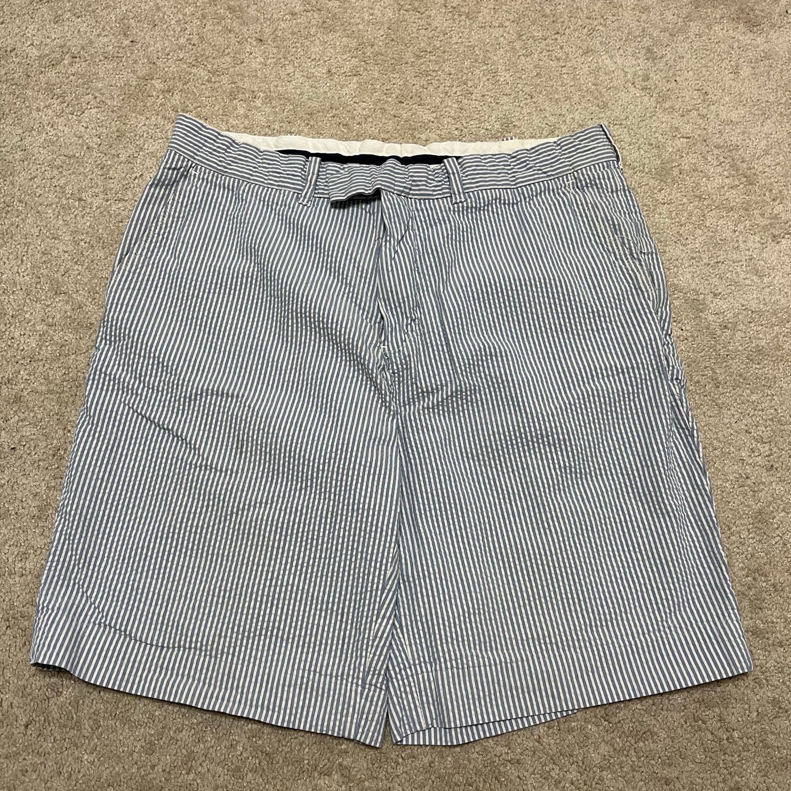 Polo Ralph Lauren Polo Ralph Lauren Seersucker Blue White Striped Short 34W Size US 34 / EU 50 - 1 Thumbnail