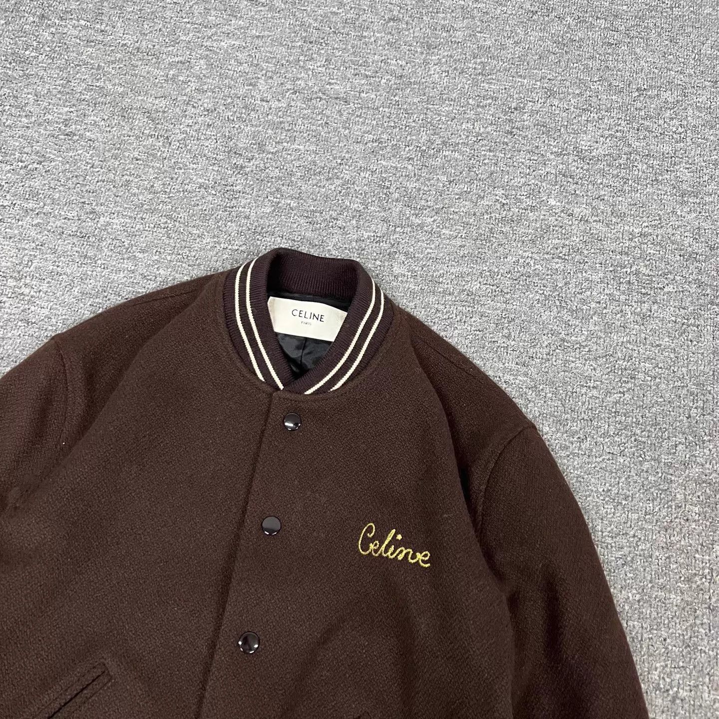 Celine Celine Chest Embroidered Baseball Jacket 34 (like new) Tan Size XXS / US 00 / IT 34 - 3 Thumbnail