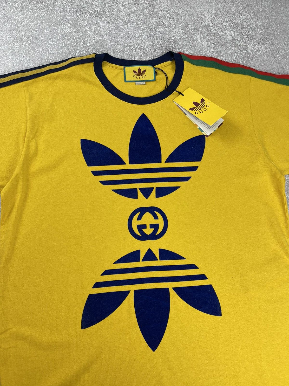 Adidas × Gucci Gucci x Adidas Cotton Jersey T-Shirt Yellow Size US M / EU 48-50 / 2 - 3 Thumbnail