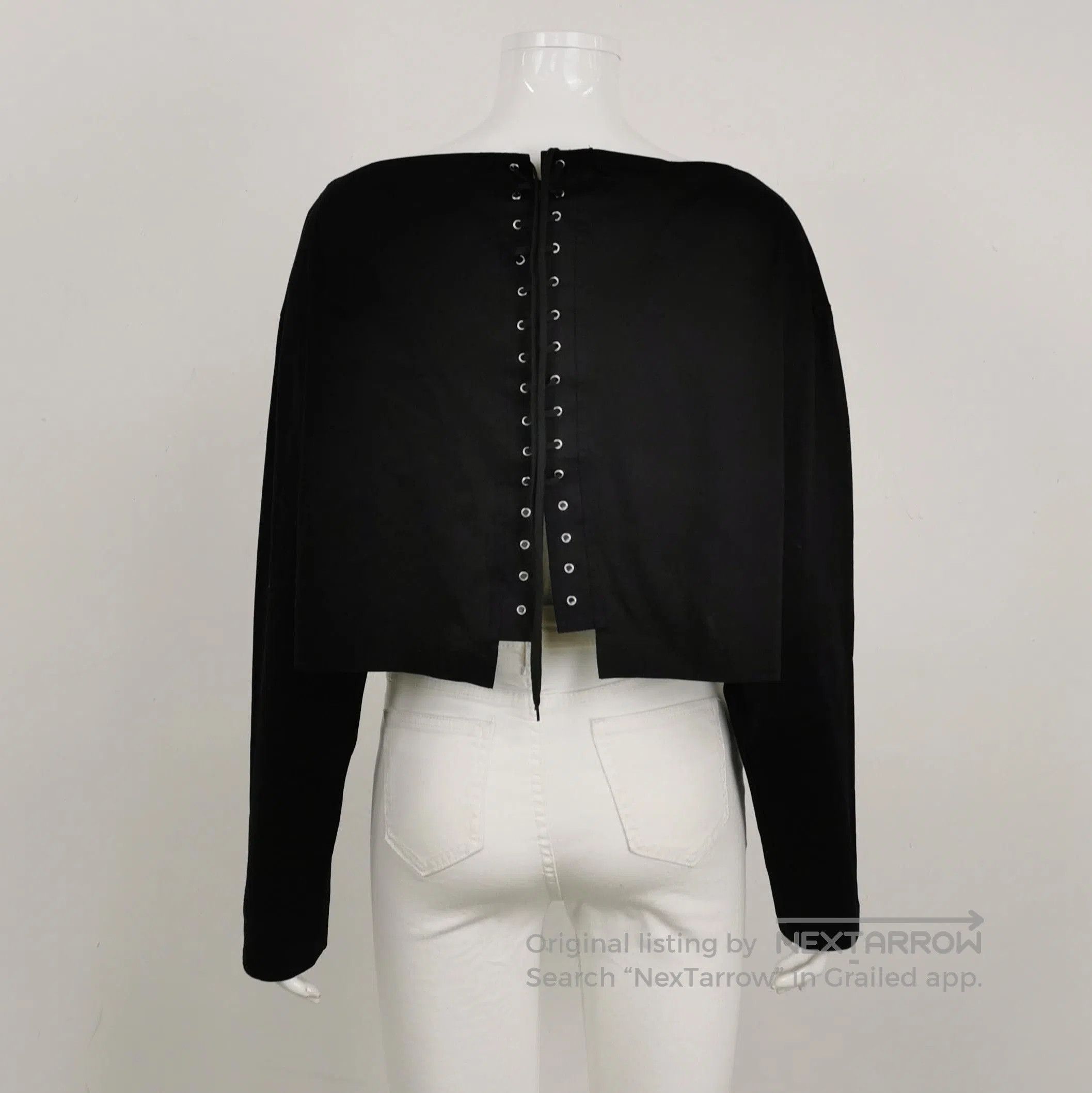 Prada Prada Black Cotton Long Sleeve Top with Triangle Detail . Size S / US 4 / IT 40 - 2 Thumbnail