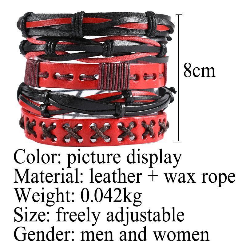 Vintage Vintage Multi-Layer Leather Bracelet – Punk-Inspired Style Size ONE SIZE - 2 Thumbnail