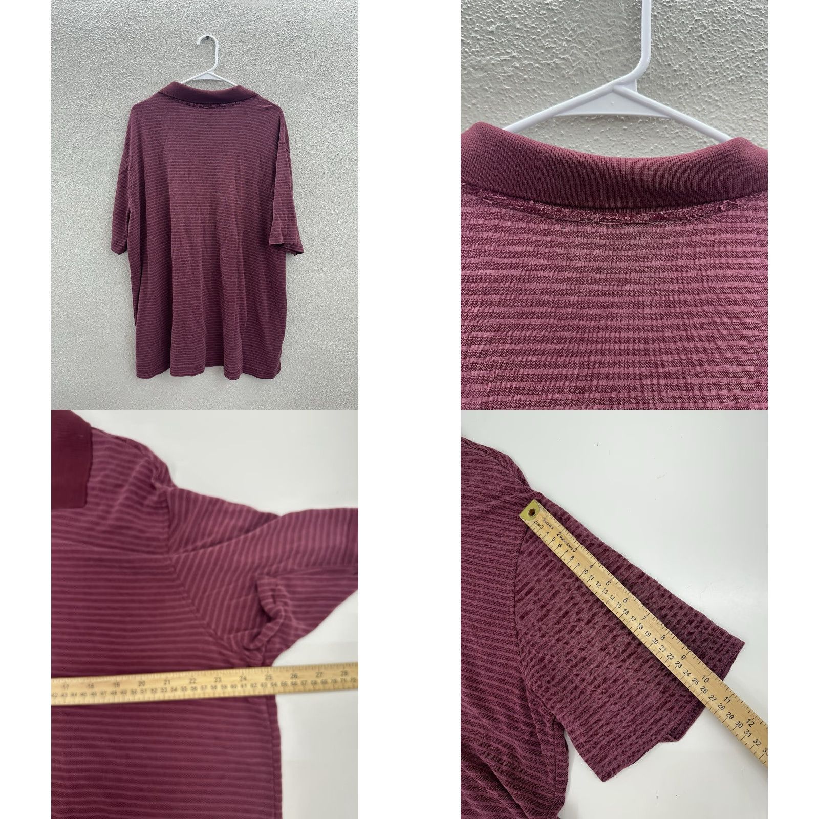 Croft & Barrow VINTAGE Croft & Barrow Mens Polo Shirt XL Maroon Striped Short Sleeve Collared Shirt Men Red Pattern Polo Size US XL / EU 56 / 4 - 8 Thumbnail