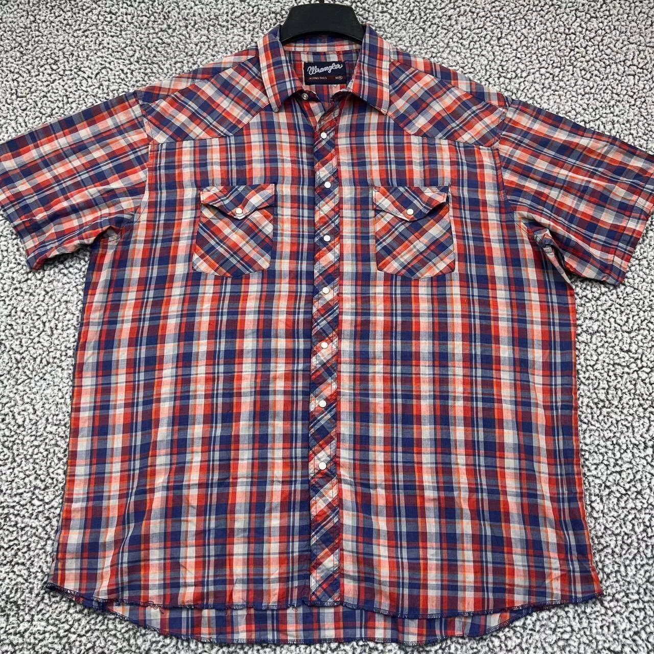 Wrangler Wrangler Shirt Men XL Plaid Button Up Pearl Snap Oversized Size US XL / EU 56 / 4 - 1 Thumbnail