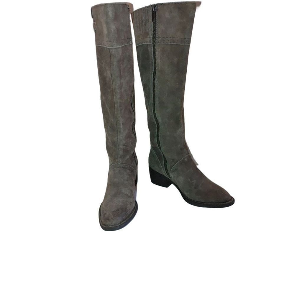 Born Born Poly Suede Zip Detail Distressed Riding Boots Size 6M Size US 6 / IT 36 - 6 Thumbnail