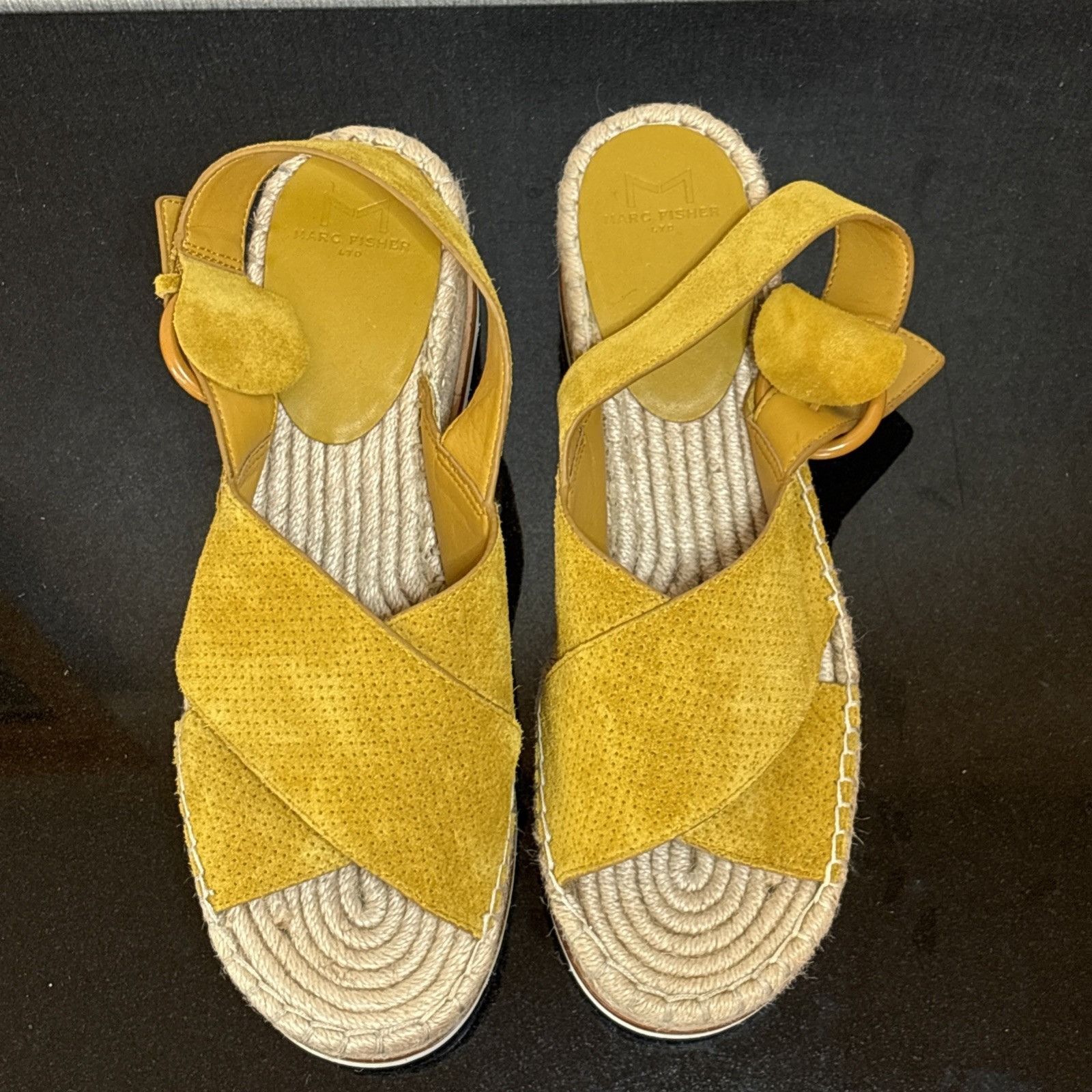 Marc Fisher Marc Fisher 9 Platform Yellow Suede Leather Slingback Espadr Size US 9 / IT 39 - 8 Thumbnail