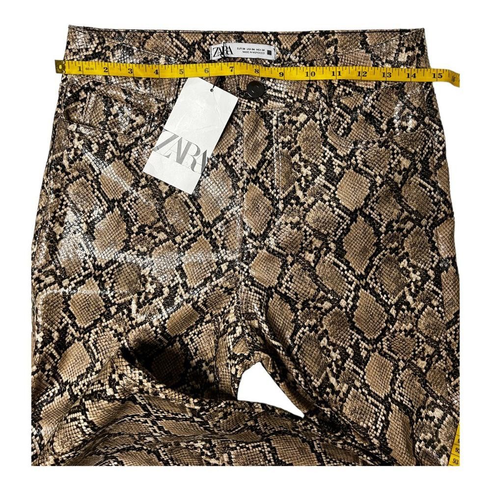 Zara Zara l NWT Tan Snakeskin Pleather Pants High Rise Size 4 Size 27" / US 4 / IT 40 - 7 Thumbnail