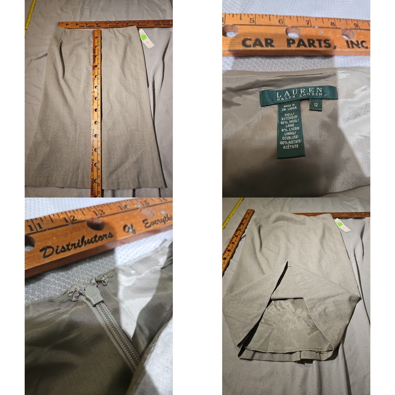 Ralph Lauren VINTAGE? No. Lauren Ralph Lauren Skirt Women Midi Beige Wool Lined Zip Nwt 12 Luxury Preppy Size 34" / US 12 / IT 48 - 8 Thumbnail