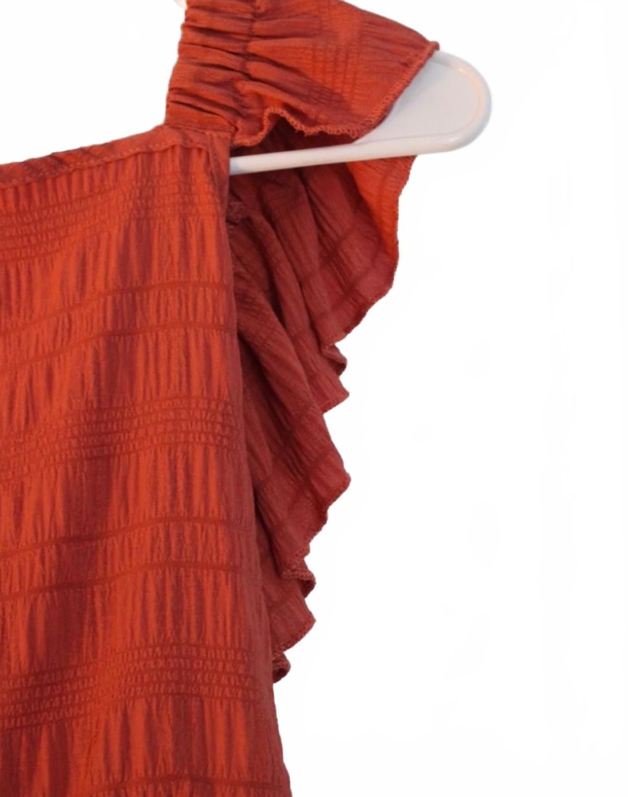 Shein SHEIN Small Rust Orange Textured Ruffle Sleeve Tie-Back Tank Size S / US 4 / IT 40 - 4 Thumbnail