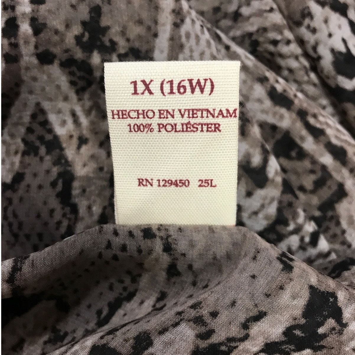 Faded Glory Faded Glory Snake Print Sheer V-Neck Long Sleeve Blouse 1X Size XL / US 12-14 / IT 48-50 - 4 Thumbnail