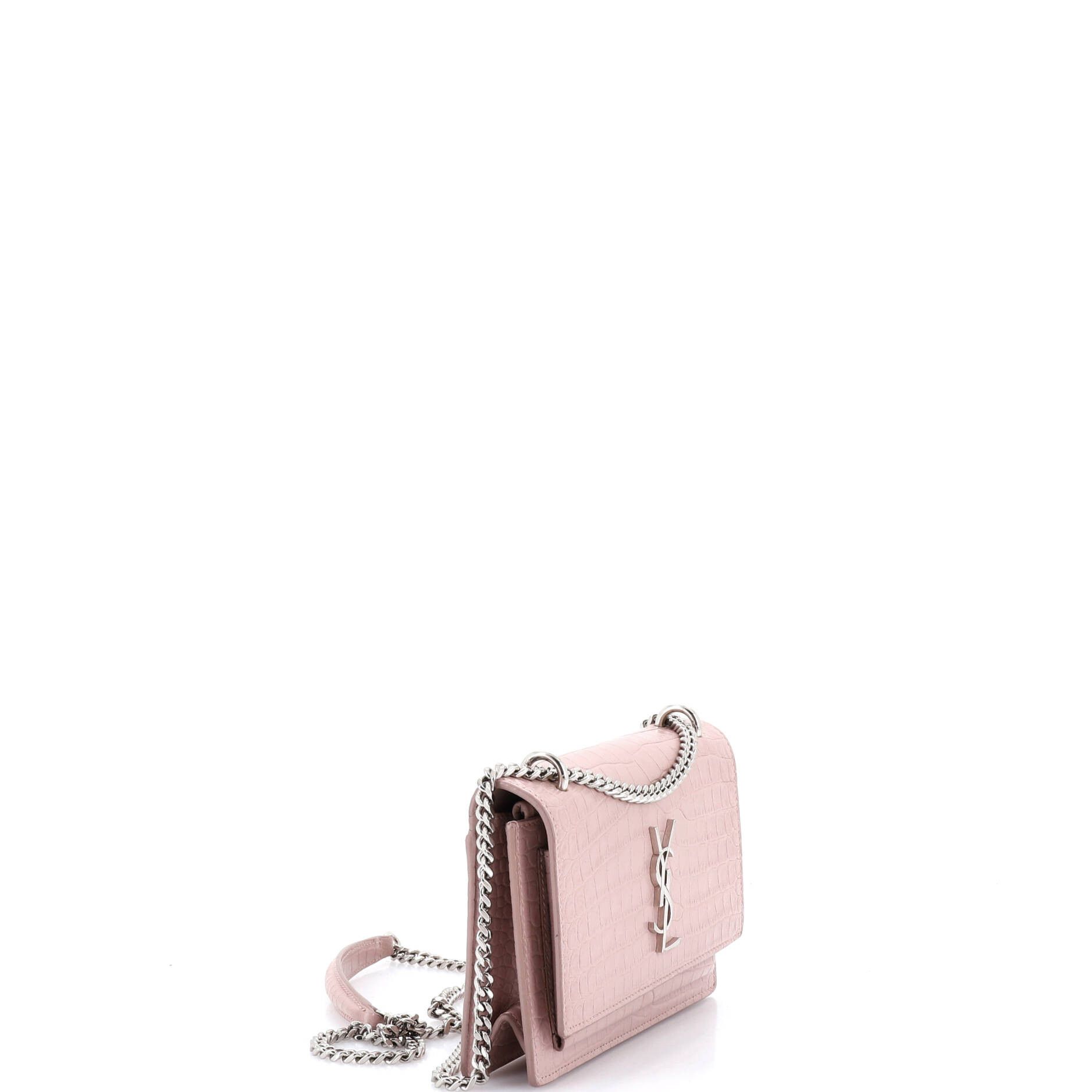 Saint Laurent Paris Sunset Chain Wallet Crocodile Embossed Leather Size ONE SIZE - 1 Thumbnail