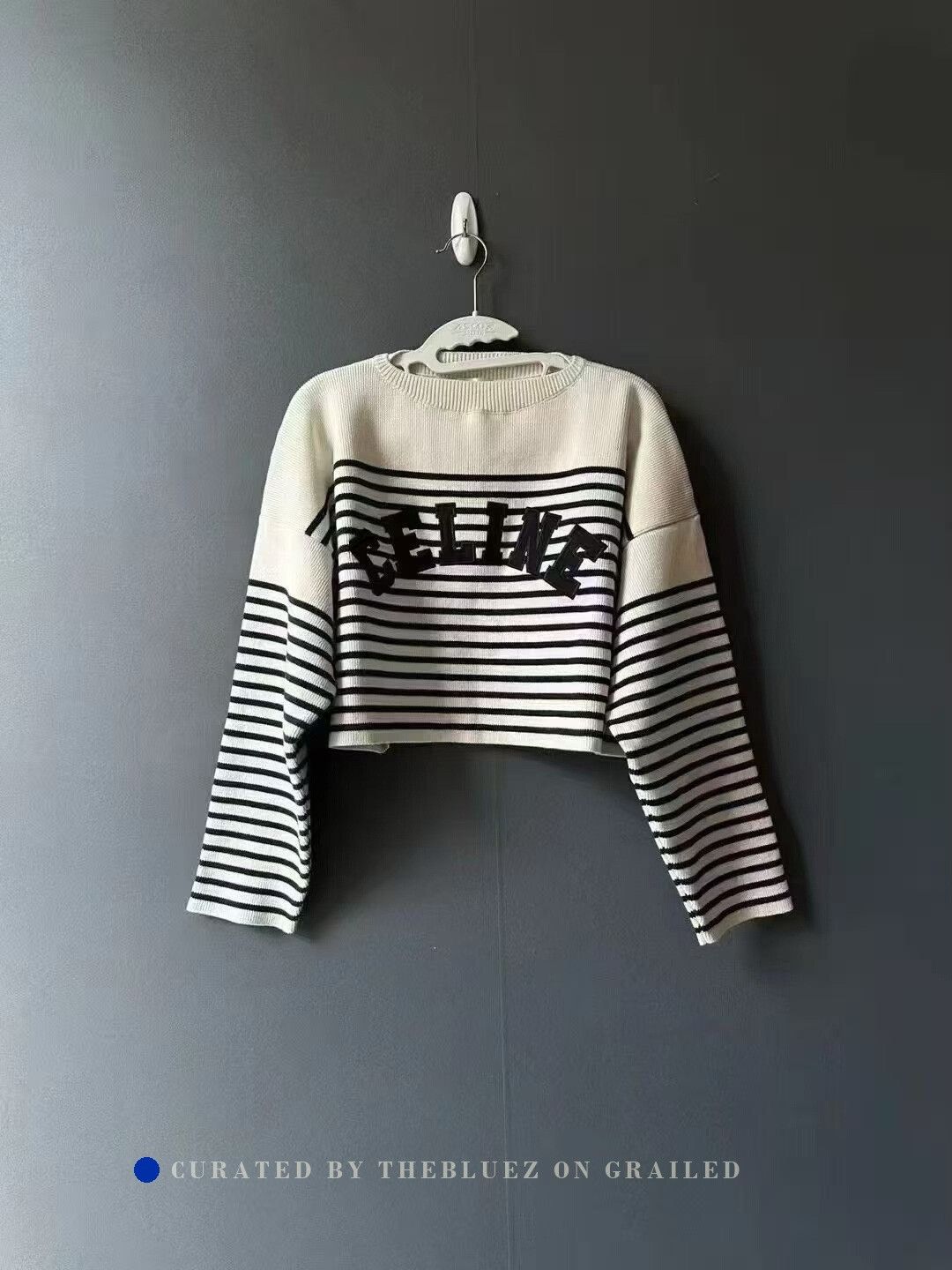Celine Celine Striped Letter Sweater Size L / US 10 / IT 46 - 1 Thumbnail