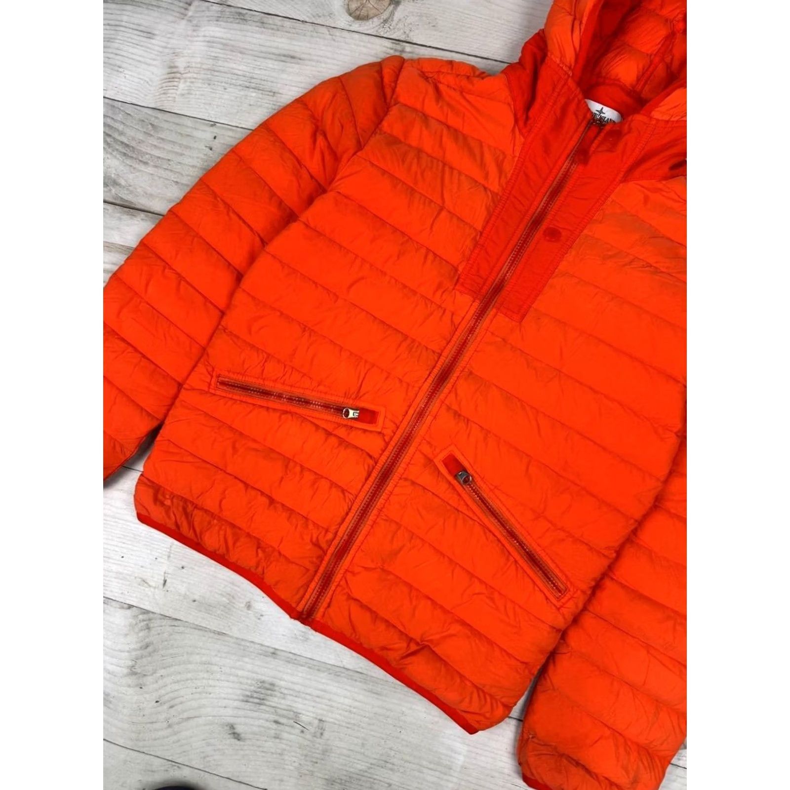 Stone Island Stone Island Down Jacket Hooded Puffer Men Size S Orange Jacket Mens Winter Fashion Logo Nylon Zip Casual Size US S / EU 44-46 / 1 - 4 Thumbnail