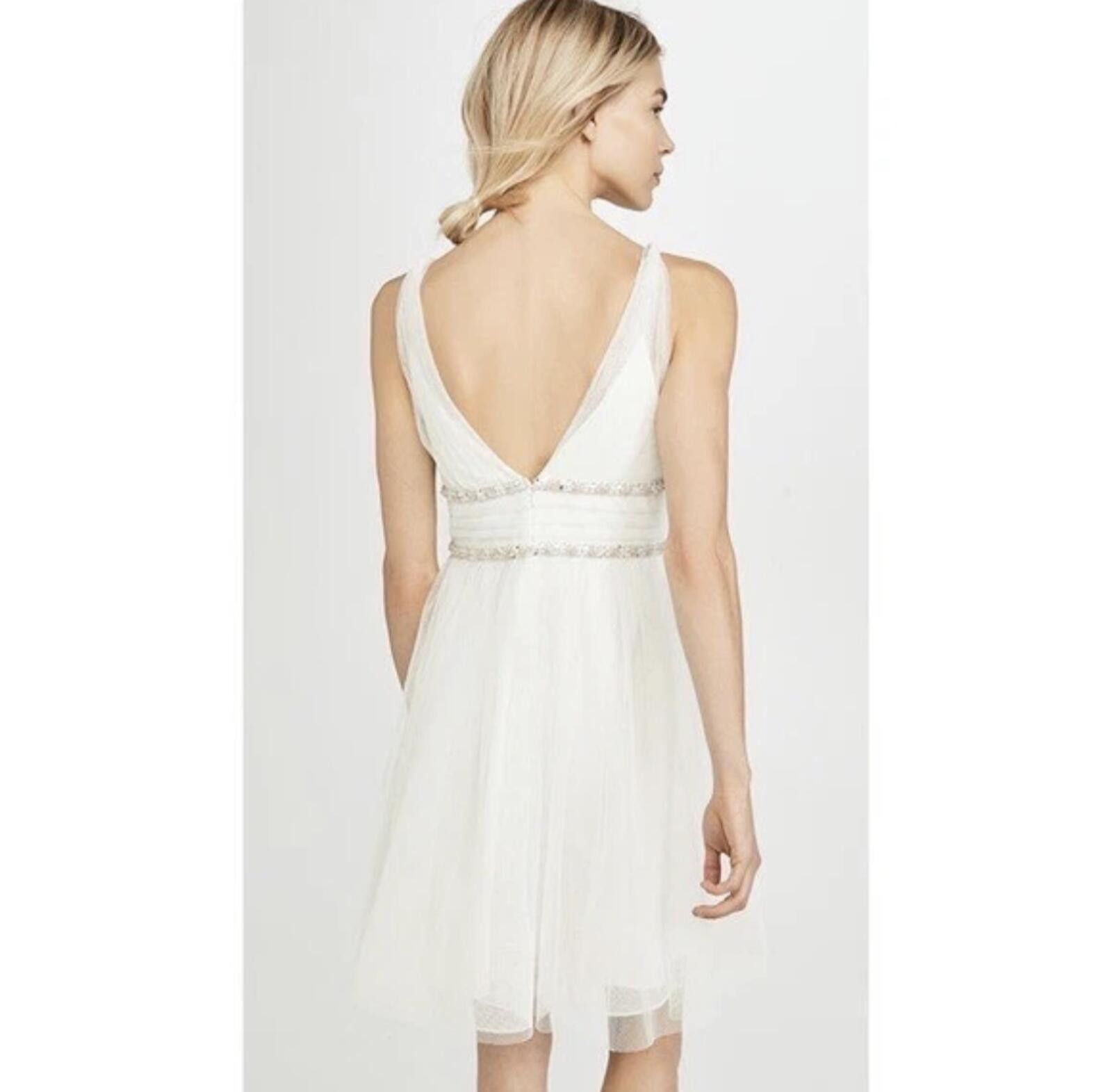 Marques'Almeida NWT Marchesa Notte Ivory Tulle Cocktail Bridal Beaded Dress Size L / US 10 / IT 46 - 2 Thumbnail
