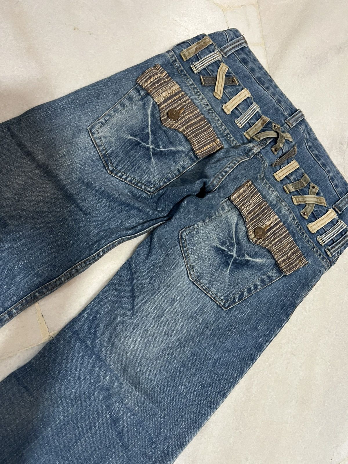 Japanese Brand DOUBLE WAIST DOMINATE HANDCRAFTED JEANS Size US 32 / EU 48 - 14 Thumbnail