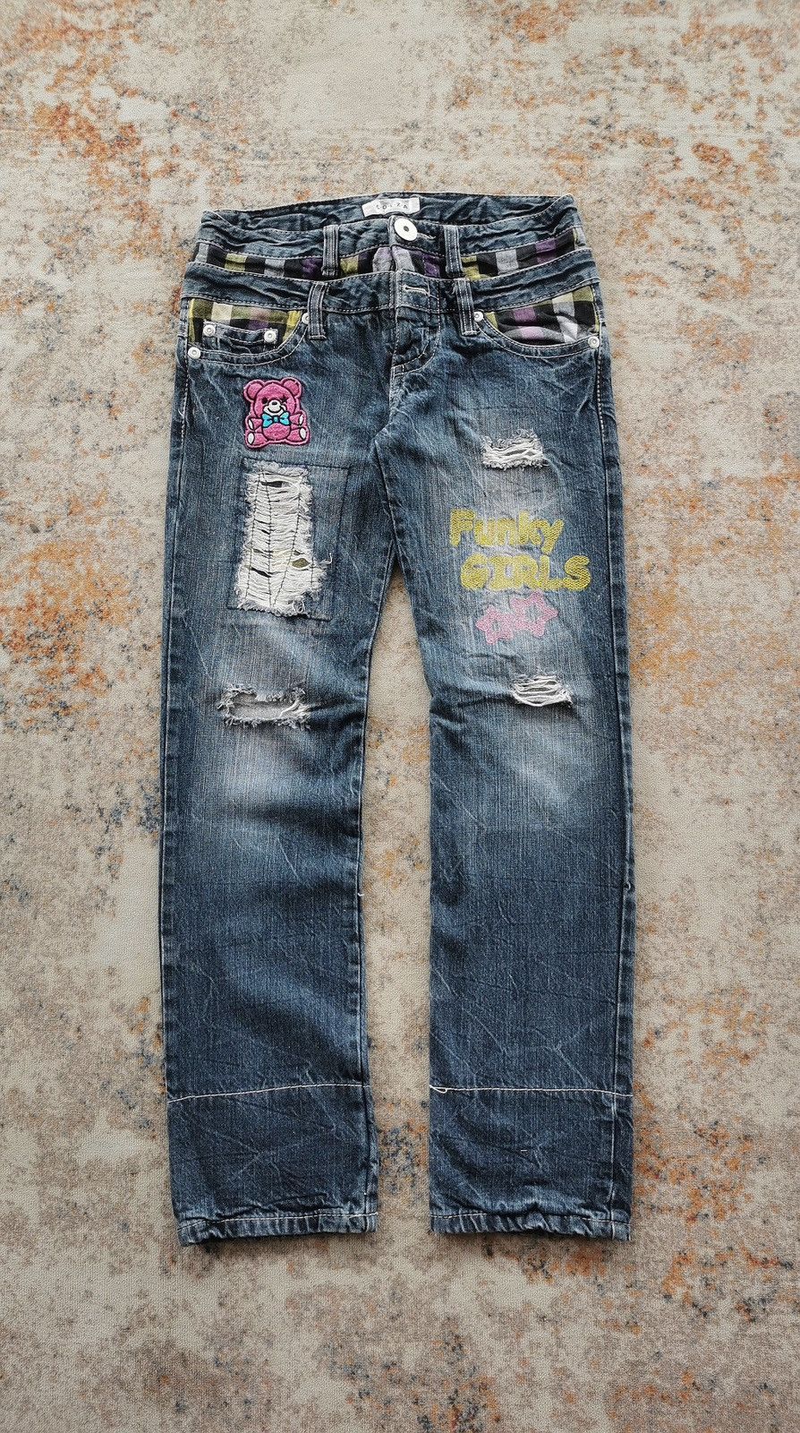 Ed Hardy Colza Japan Rakish Style Funky Girls Double Waist Jeans Size 28" / US 6 / IT 42 - 5 Thumbnail