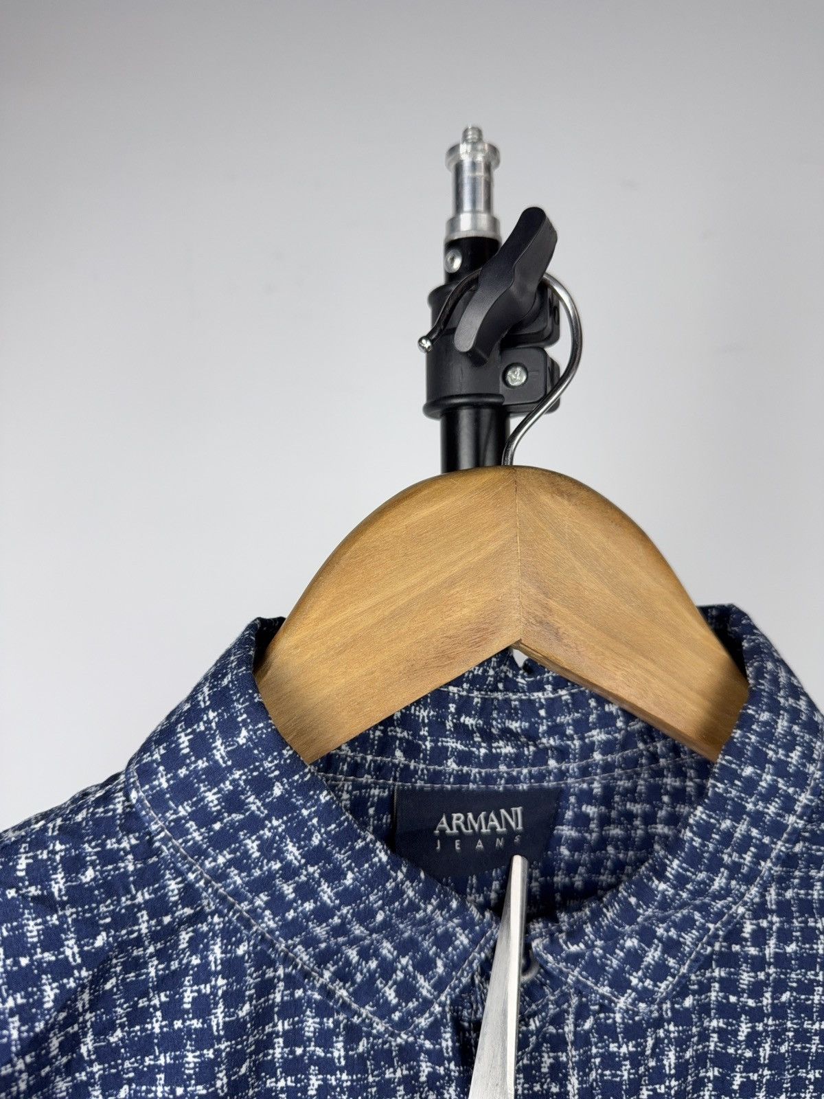 Armani Luxury Armani Jeans AJ SlimTextured Blue Button Up Shirt Size US M / EU 48-50 / 2 - 7 Thumbnail