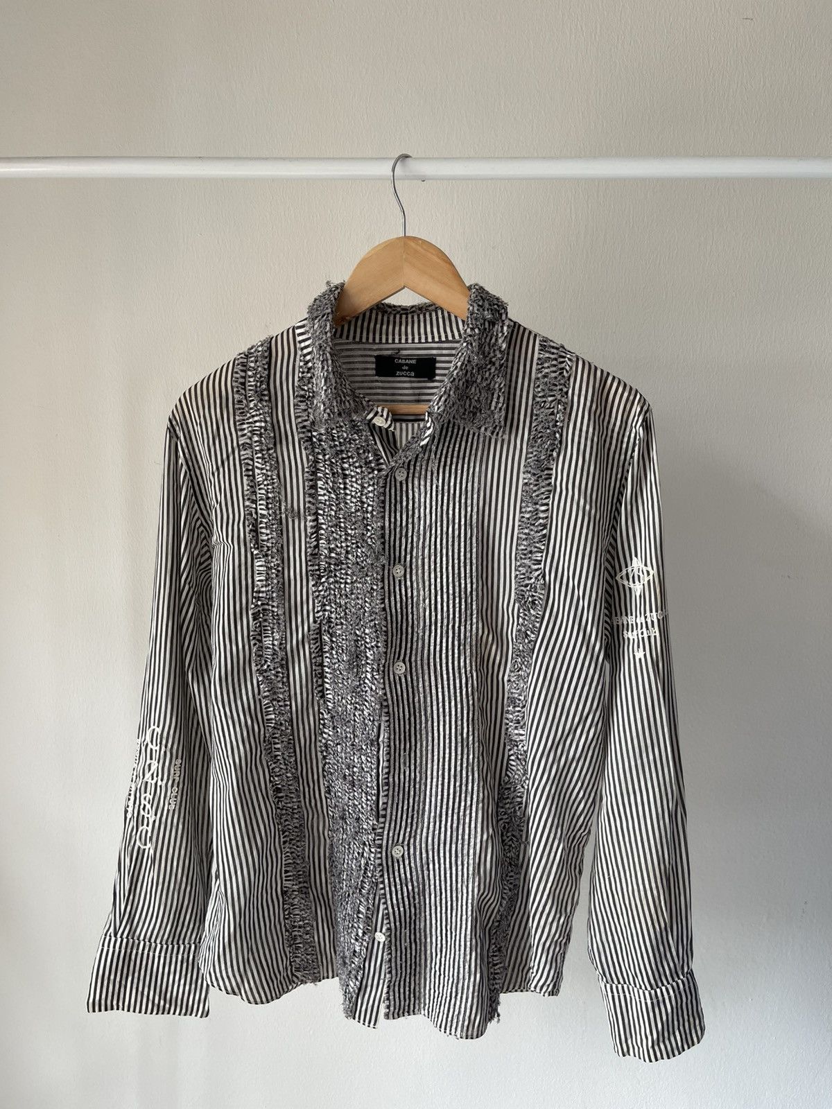 CABANE de ZUCCa × Issey Miyake 2000s Cabane De Zucca Surf Club Stripe Shirt Size US M / EU 48-50 / 2 - 5 Thumbnail
