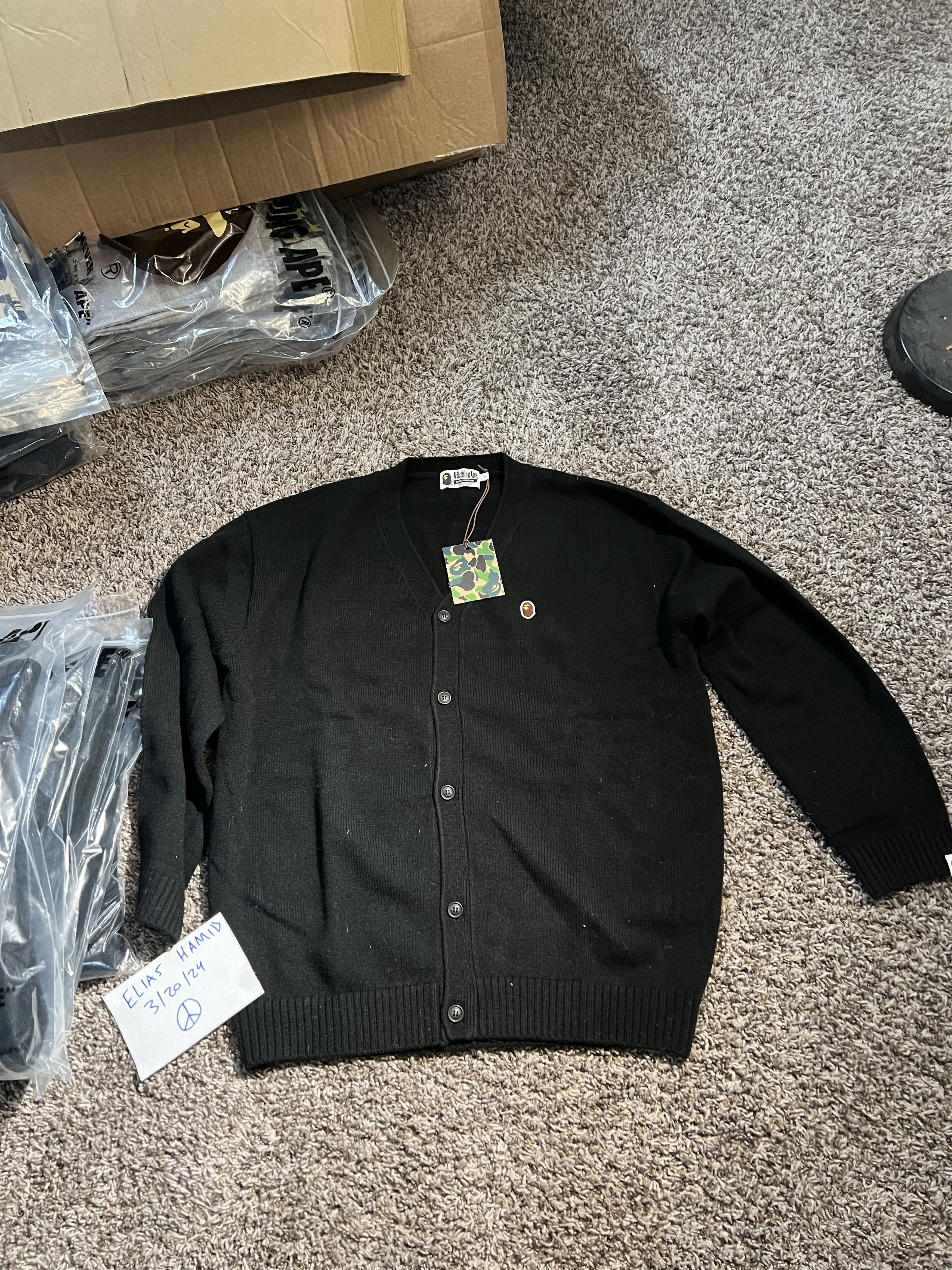 Image of Bape One Point Relaxed Cardigan in Black, Men's (Size Small)