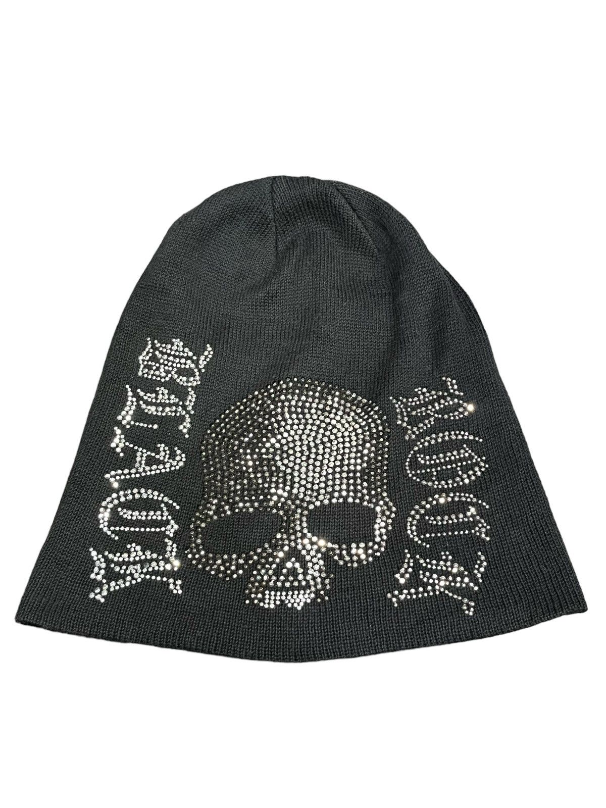 Seditionaries 💀Vintage XFRM BLACK ROCK Punk Sparkling Skull Beanie Size ONE SIZE - 7 Thumbnail