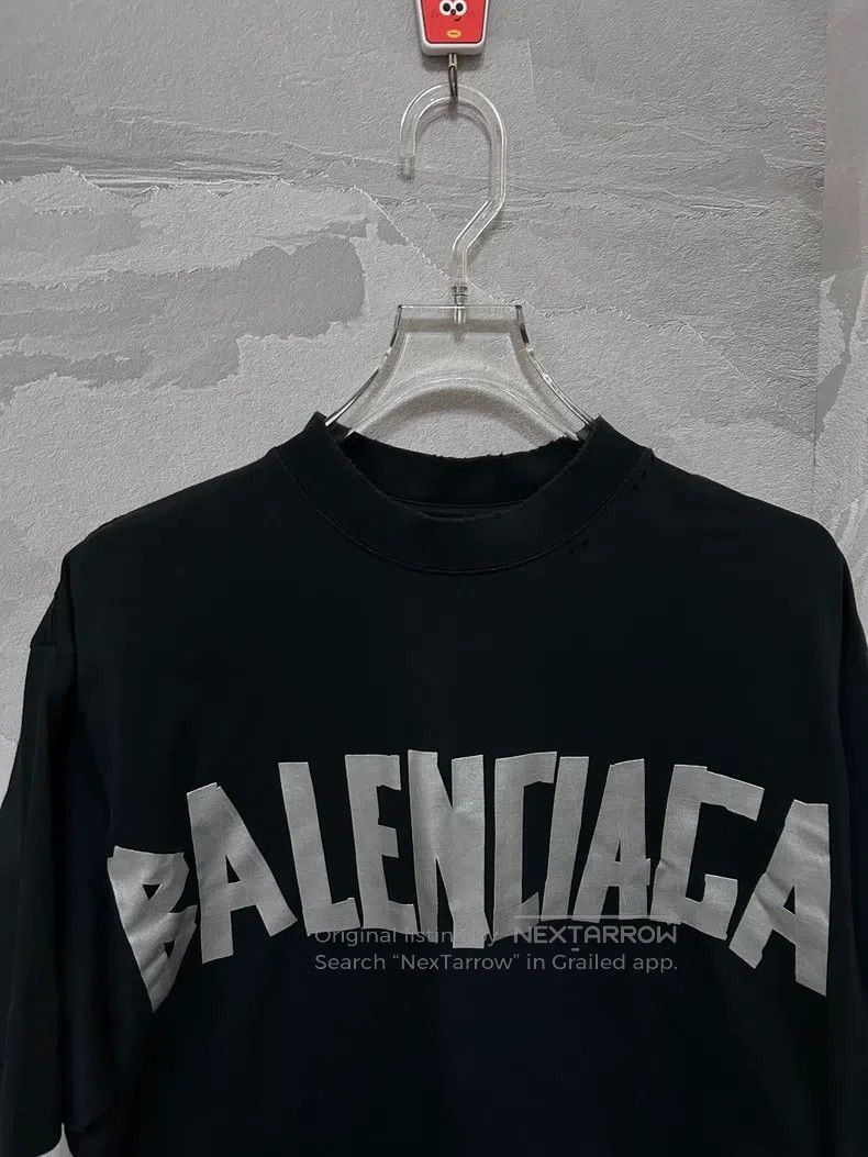 Balenciaga Balenciaga Black and silver tape short sleeve T-shirt Size US XS / EU 42 / 0 - 3 Thumbnail