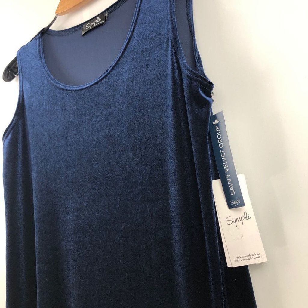 Other NEW Sympli Sleeveless Dream Tuck Dress in Navy Velvet 10 Size L / US 10 / IT 46 - 4 Thumbnail