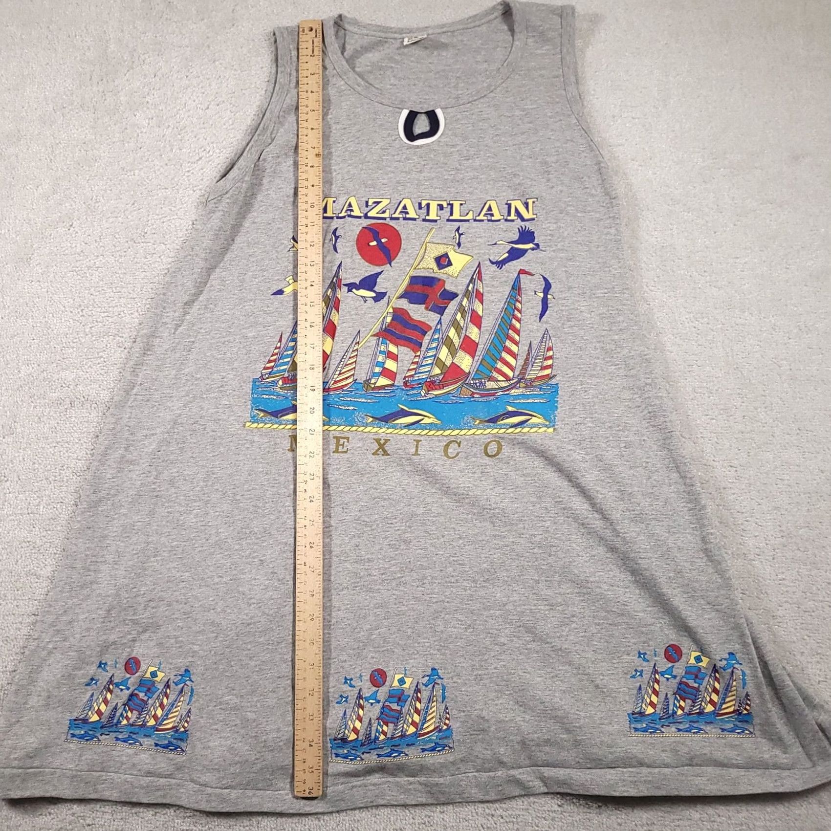 Vintage VINTAGE Mazatlan Dress Womens Large Gray Sleeveless Tank Sailboat Graphic 90s Lalos Shirt Dress Mens? Size L / US 10 / IT 46 - 7 Thumbnail