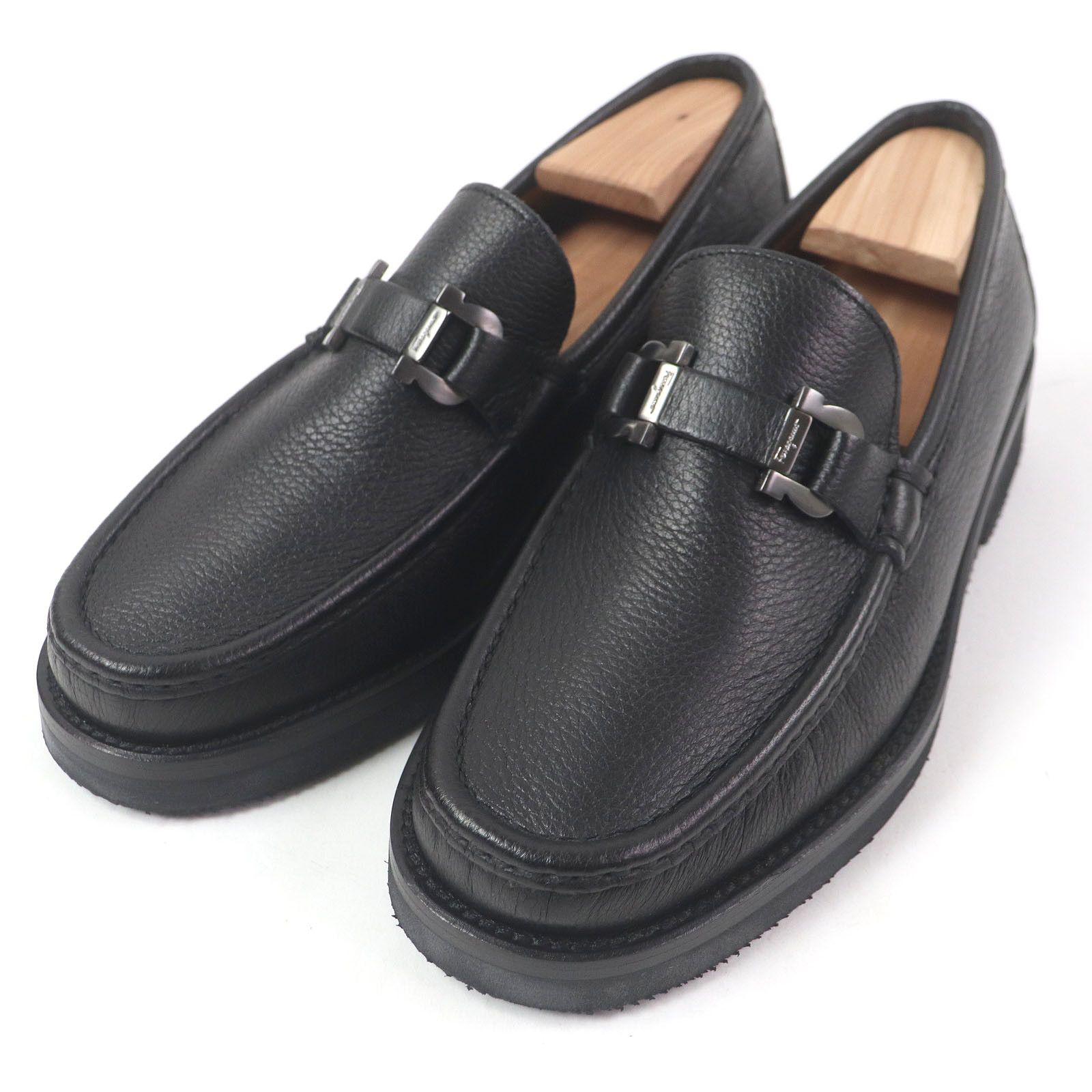 Salvatore Ferragamo Salvatore Ferragamo Salvatore Ferragamo Double Gancini Leather Loafers Leather Shoes Size ONE SIZE - 1 Thumbnail