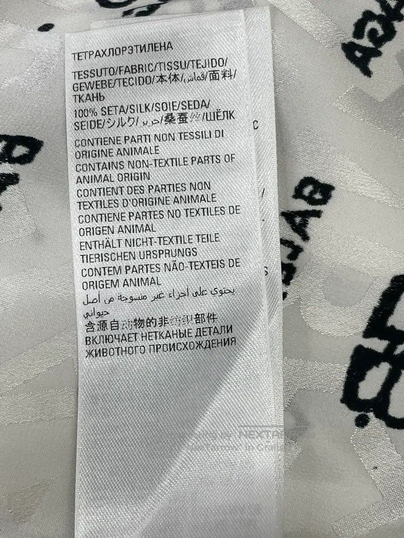 Balenciaga Balenciaga Black and White Full Logo Silk Tie Waist Long S Size XXS / US 00 / IT 34 - 8 Thumbnail