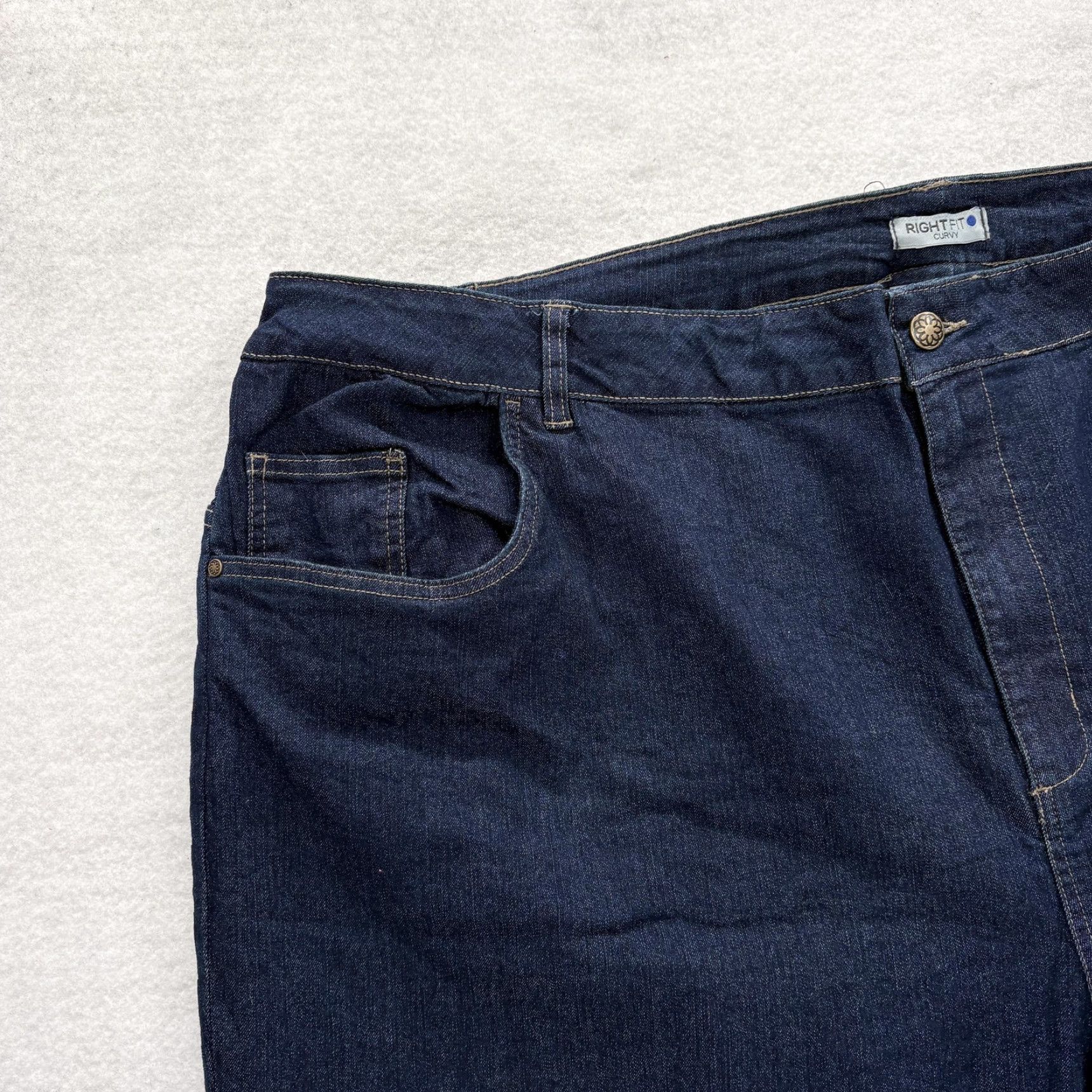 Vintage Catherines Right Fit Jeans Womens 30W Petite Blue Dark Wash Stretch Straight 5-Pocket Denim Zip Jeans Womens Boys? Size 30" / US 8 / IT 44 - 2 Thumbnail