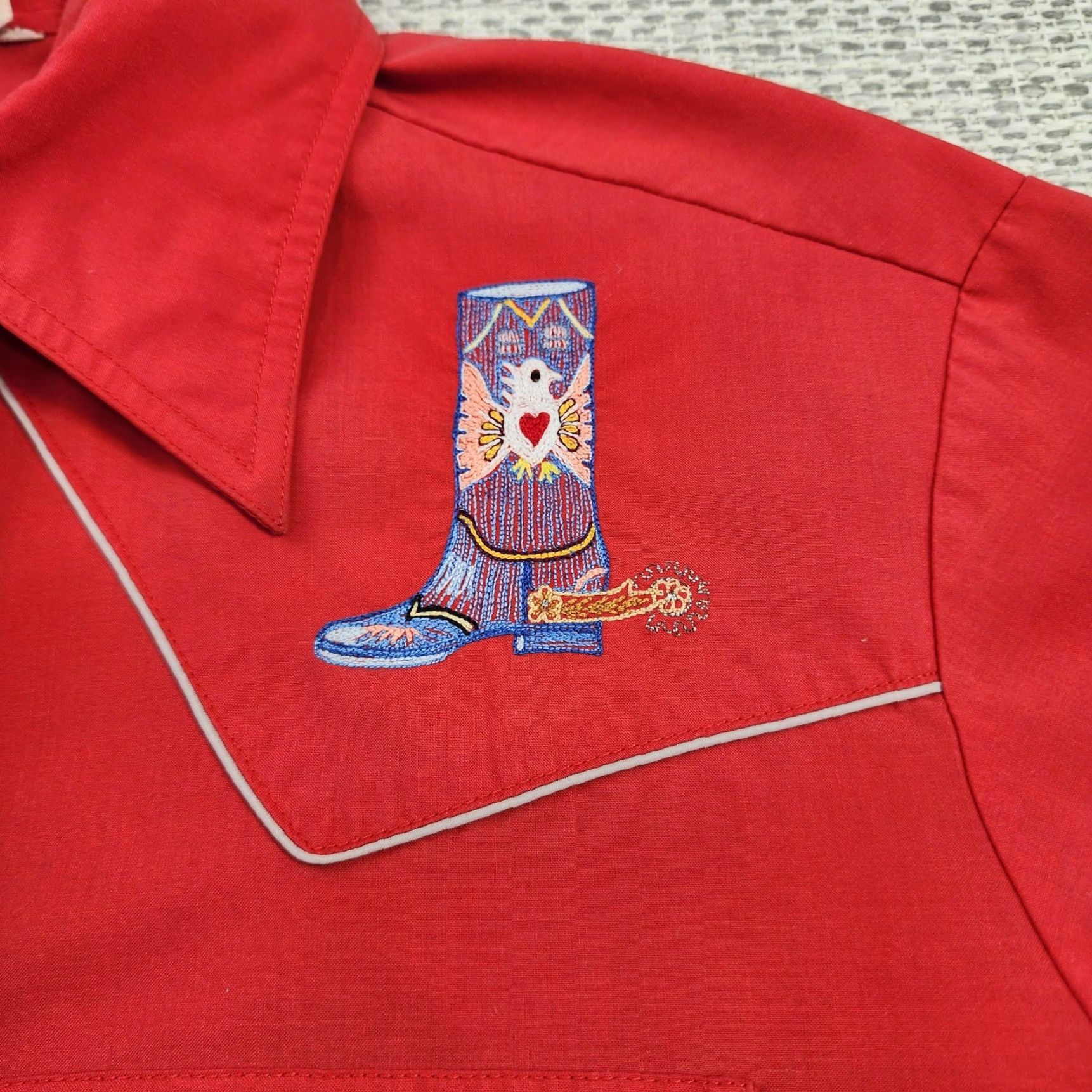 Vintage Kennington Rockin K Ranchwear Shirt Mens L Pearl Snap Long Sleeve Embroidered Red Cowboy Western Size US L / EU 52-54 / 3 - 5 Thumbnail