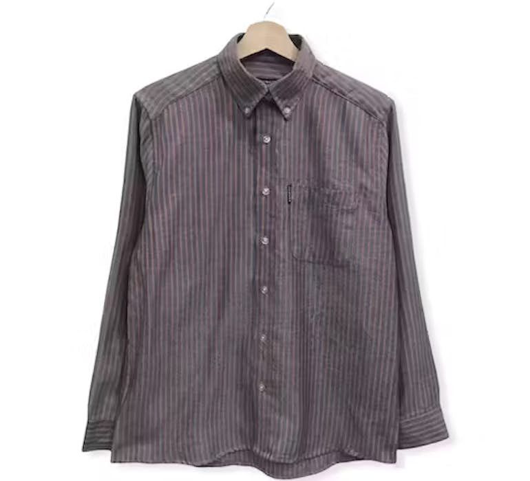 image of Stripe Design Flannel Shirt Button Up, Men's (Size Medium)