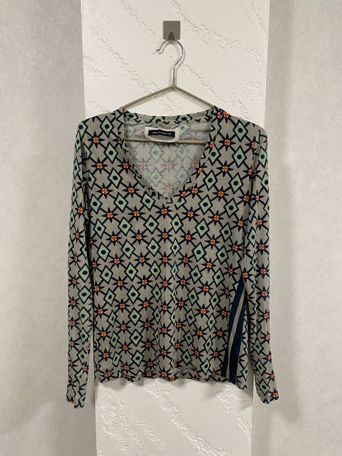 Balenciaga Geometrical African Pattern Long sleeve T-shirt S