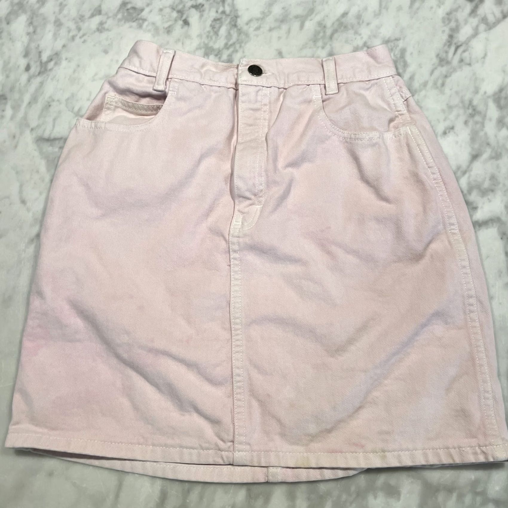 Calvin Klein VINTAGE Calvin Klein Skirt Light Pink Denim 9/10 Pockets Zipper Made USA Women Short Pencil Straight XS? Size 30" / US 8 / IT 44 - 5 Thumbnail