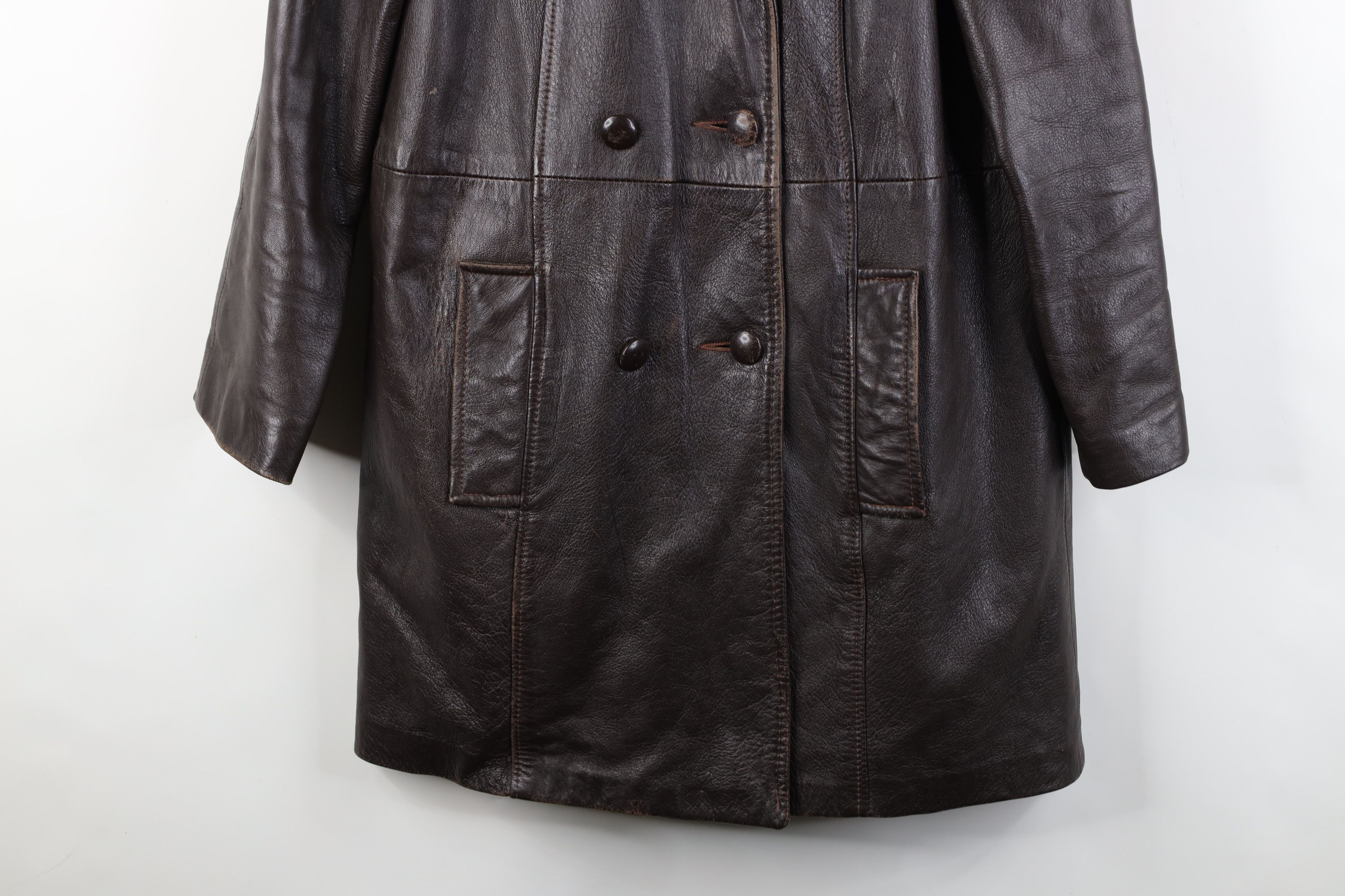 Vintage Vintage 70s Streetwear Leather Double Breasted Trench Coat Size L / US 10 / IT 46 - 3 Thumbnail