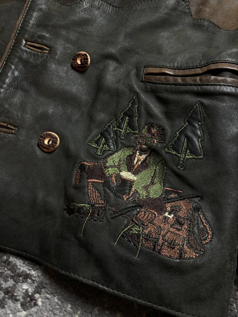 If Six Was Nine × Le Grande Bleu (L.G.B.) Vintage Y2K Retro Embroidered Camp Logo Opium Leather Jacket Size US M / EU 48-50 / 2 - 4 Thumbnail