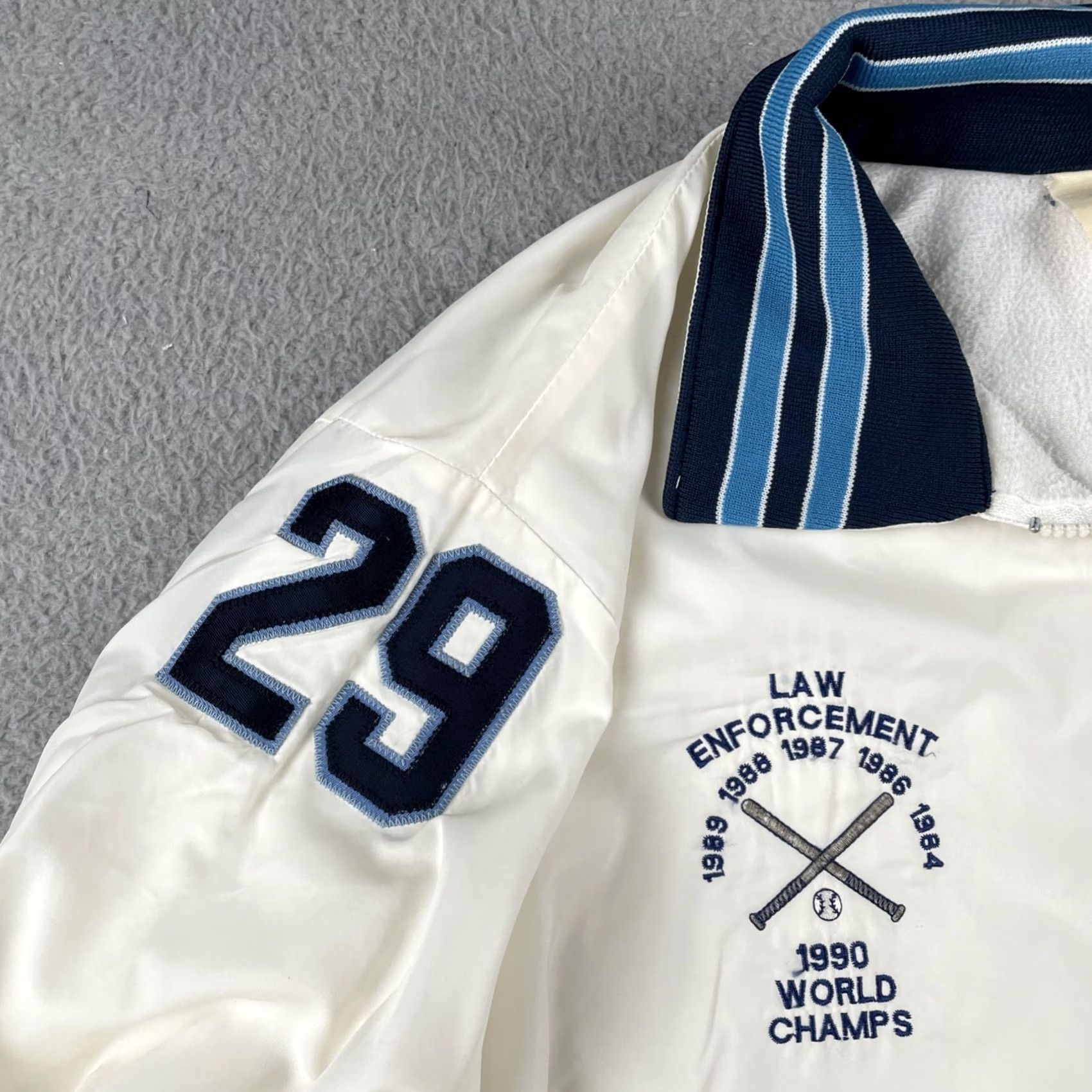 Sea New York VINTAGE New York Police Softball Club Jacket Bomber 2XL Men White 80s 90s NY NYC USA Size US XXL / EU 58 / 5 - 6 Thumbnail